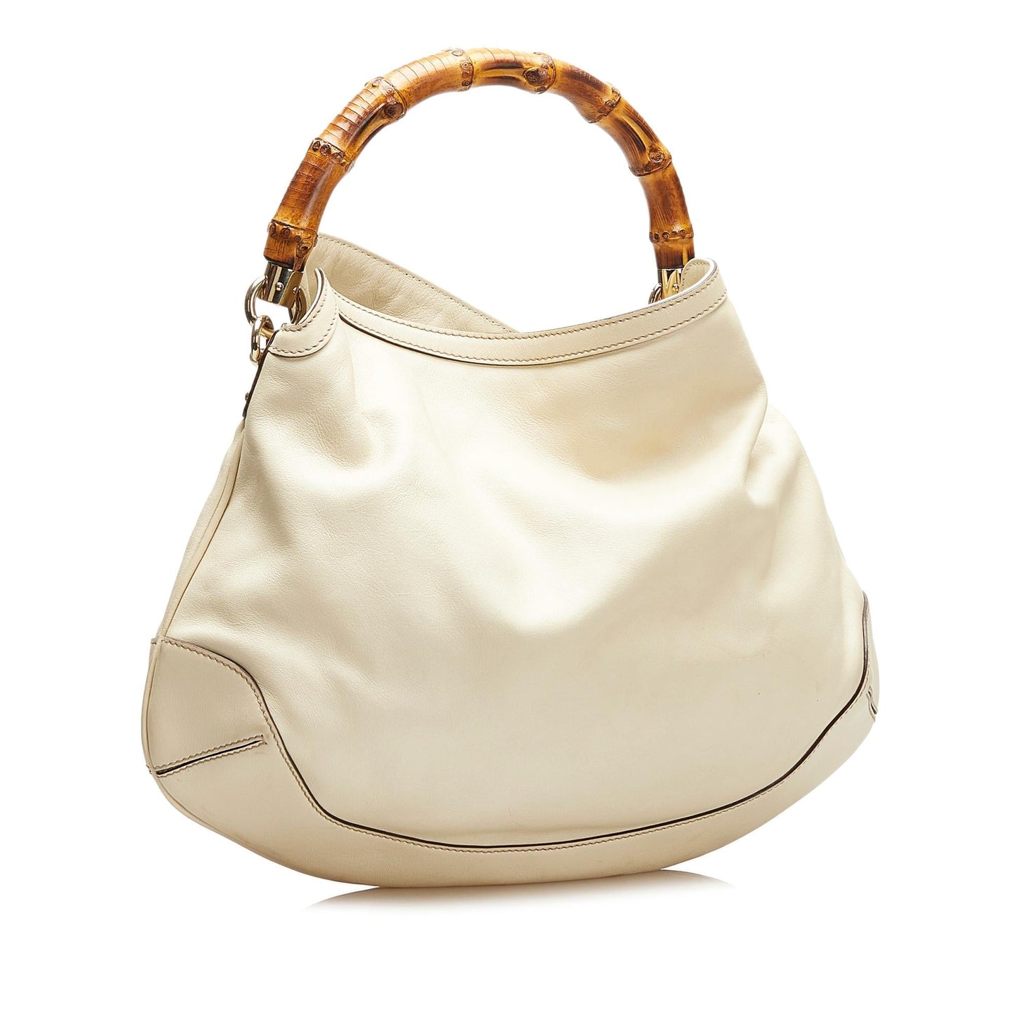 Gucci Bamboo SHG Leather Calf White Satchel Bag