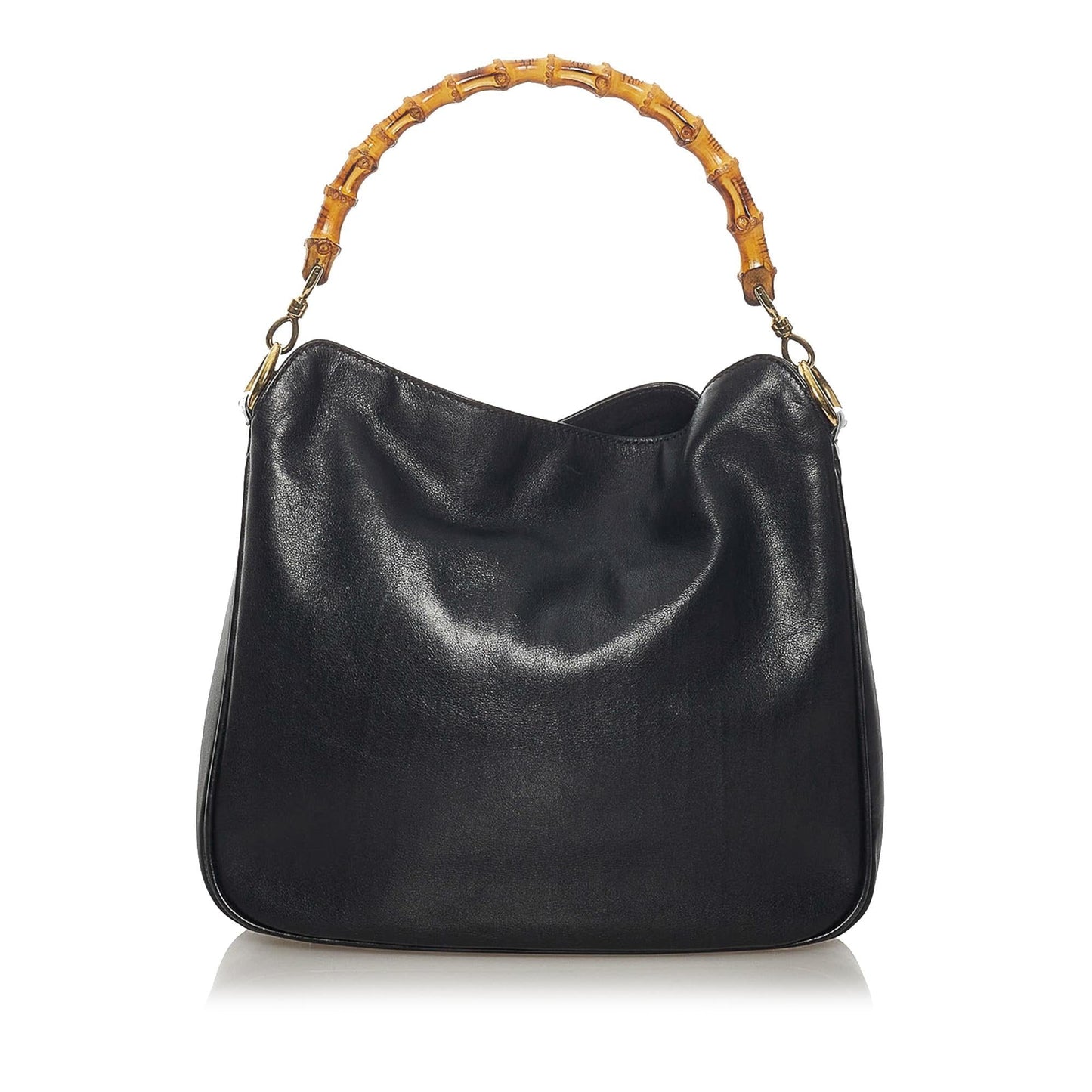 Gucci Bamboo SHG Leather Calf Black Satchel Bag