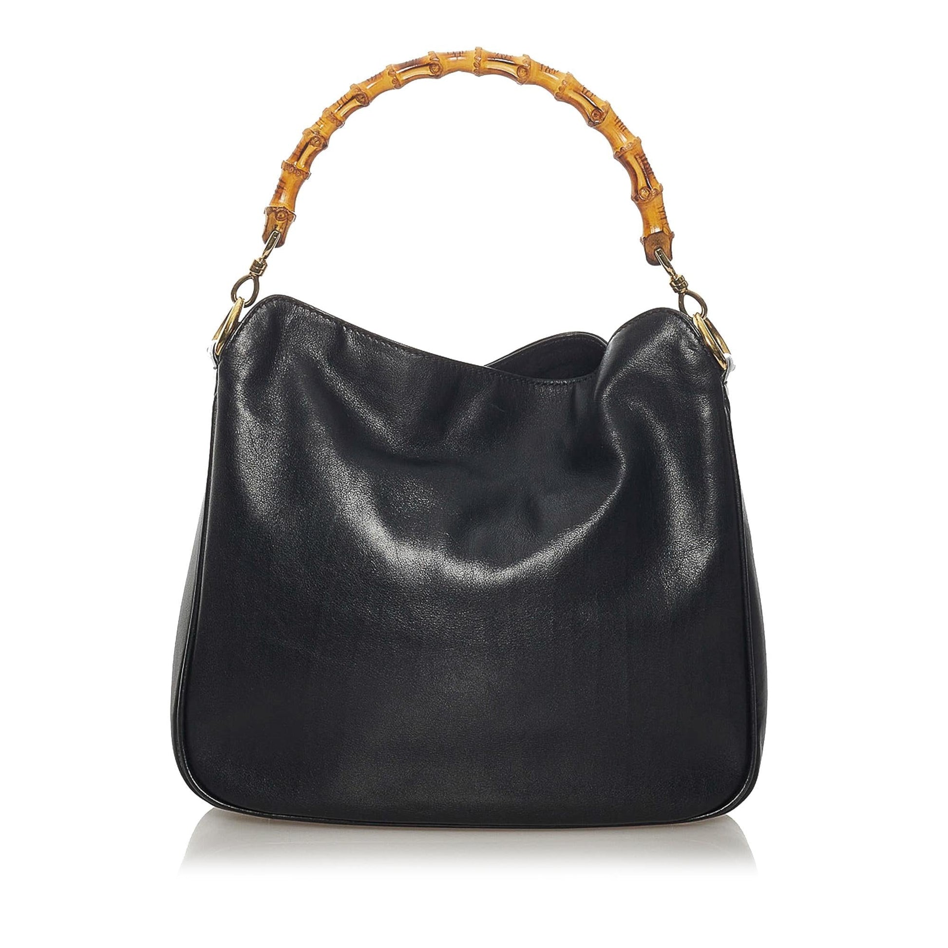 Gucci Bamboo SHG Leather Calf Black Satchel Bag