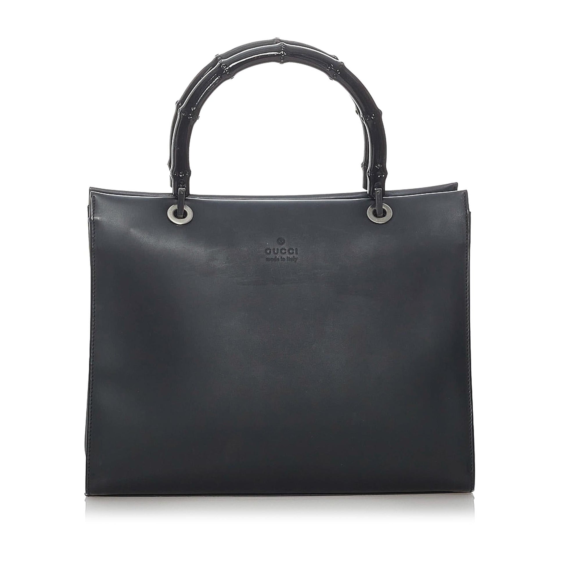 Gucci Bamboo SHG Leather Calf Black Satchel Bag Satchel Shg