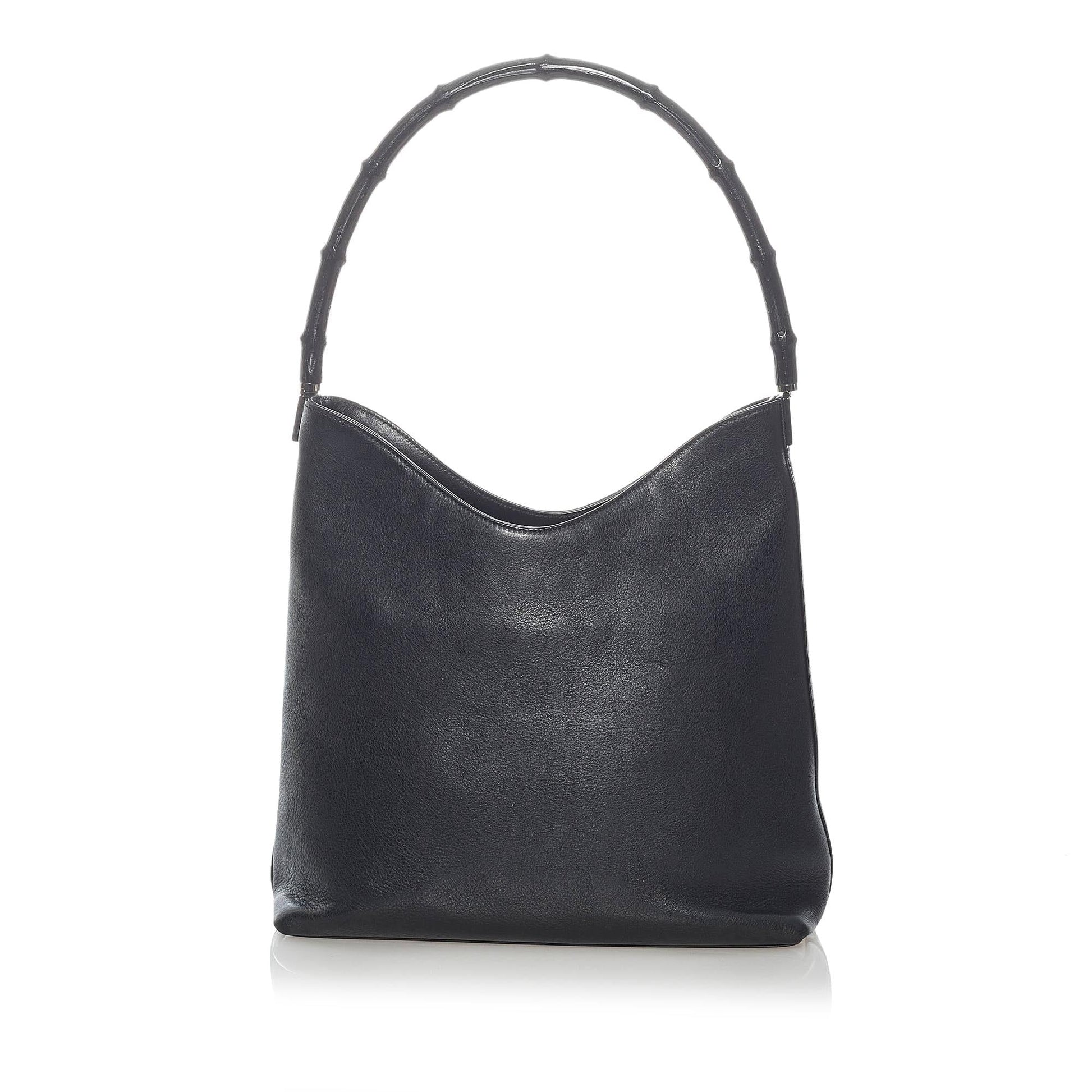 Gucci Bamboo SHG Leather Calf Black Shoulder Bag