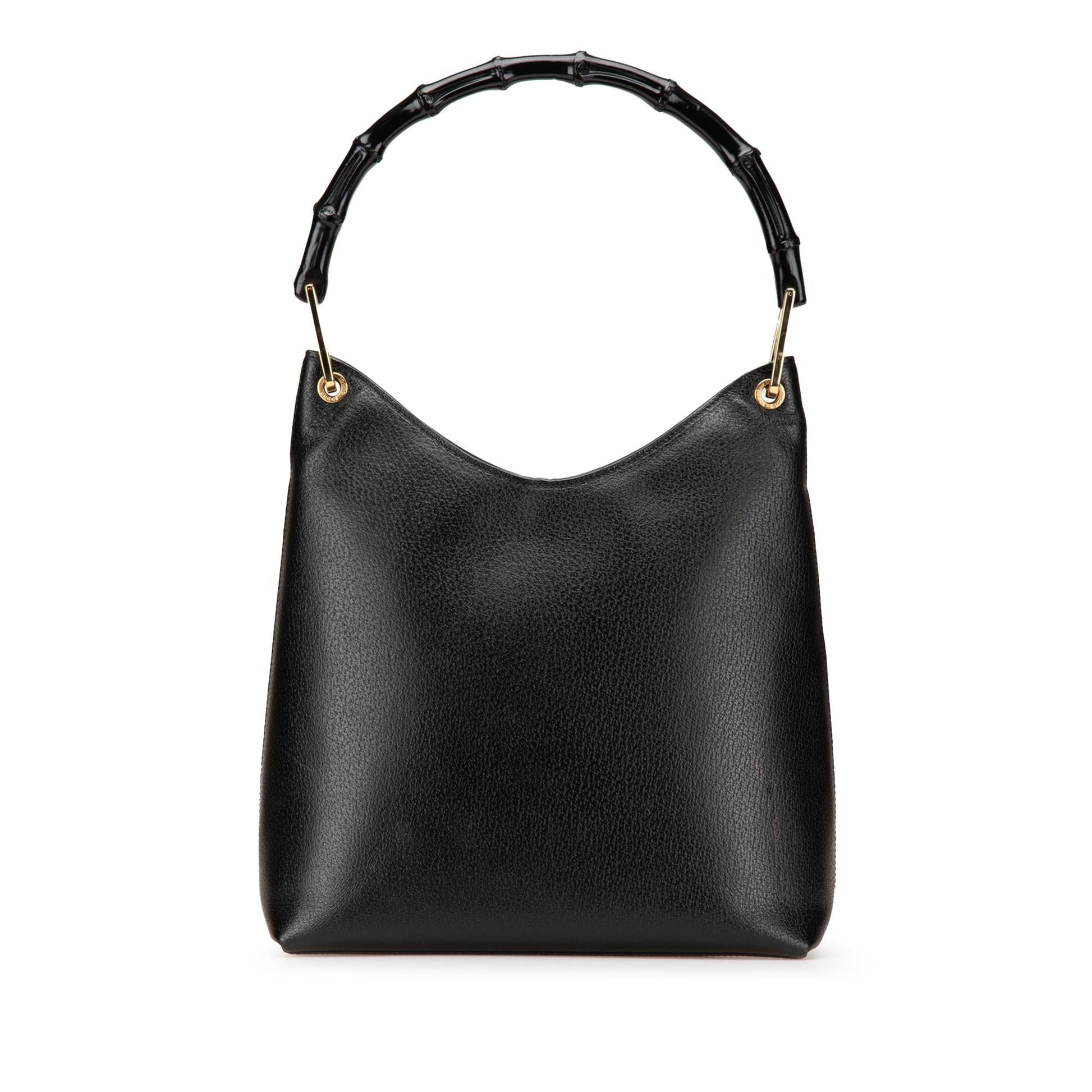 Gucci Bamboo Leather Calf Black Shoulder Bag