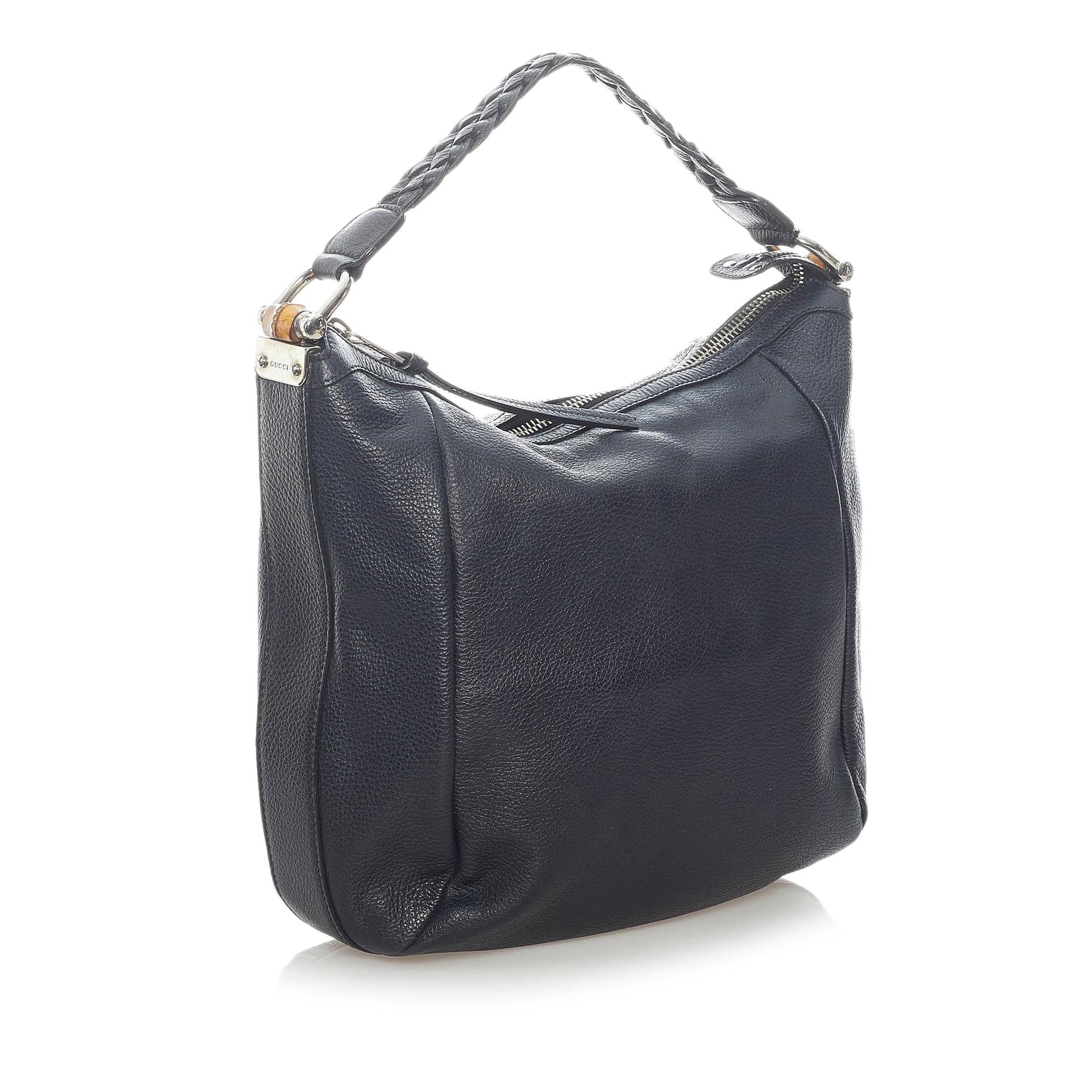 Gucci Bamboo SHG Leather Calf Black Tote Bag