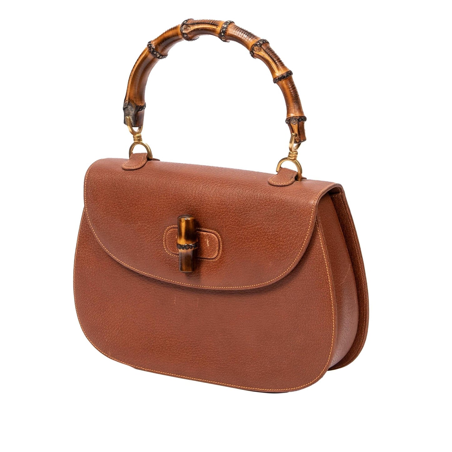 Gucci Bamboo Night SHG-3sJex1 Leather Calf Brown Satchel Bag