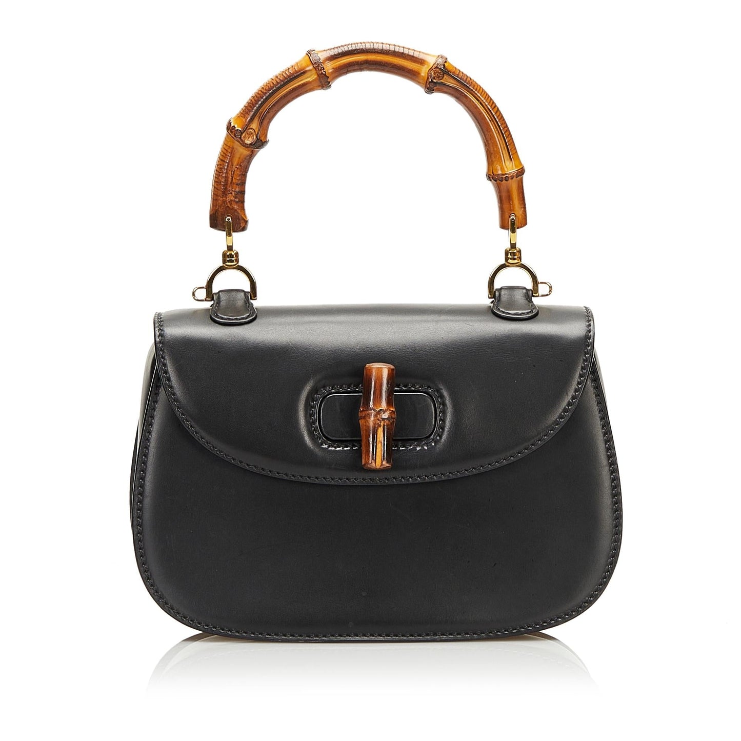 Gucci Bamboo Night SHG Calf Black Satchel Bag