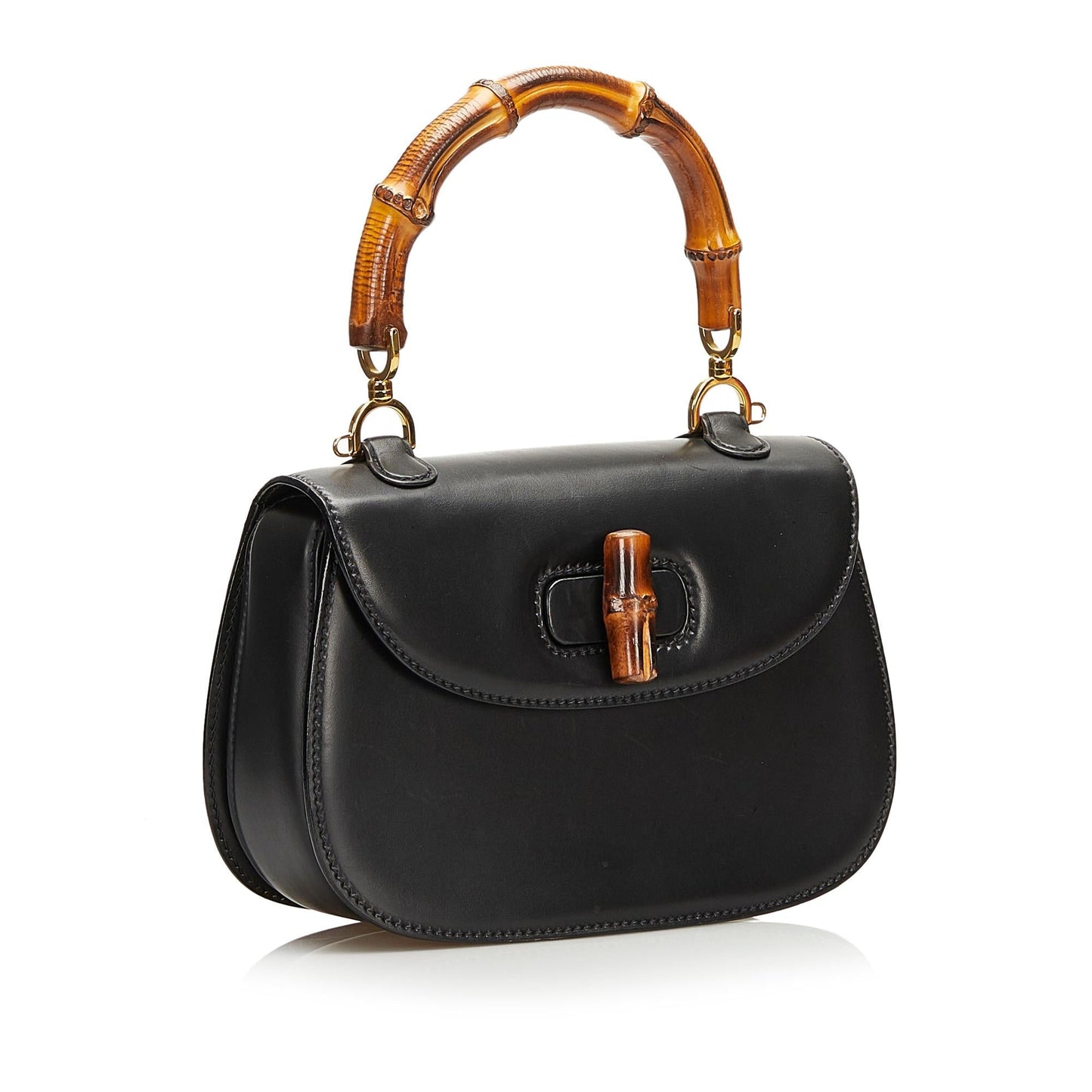 Gucci Bamboo Night SHG Calf Black Satchel Bag