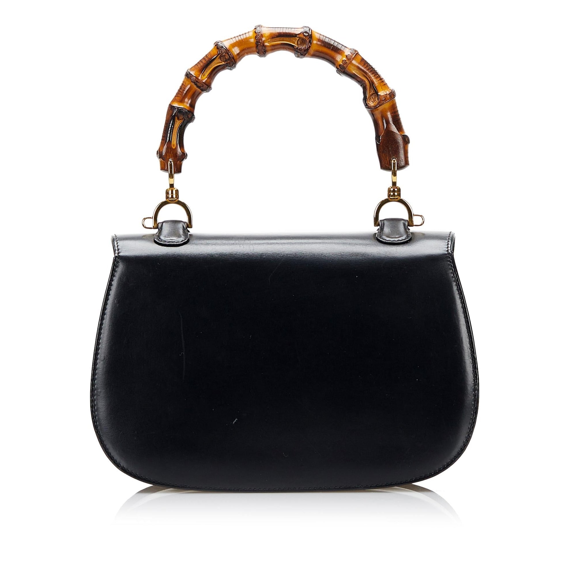Gucci Bamboo Night SHG Calf Black Satchel Bag 4