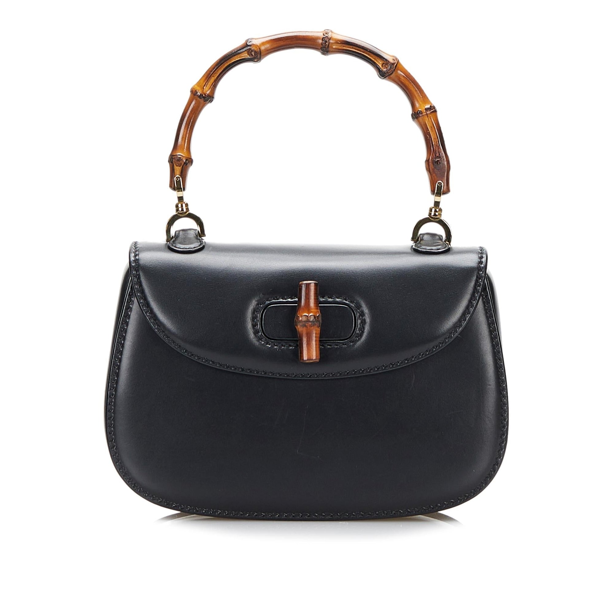 Gucci Bamboo Night SHG-nOnuhq Calf Black Satchel Bag