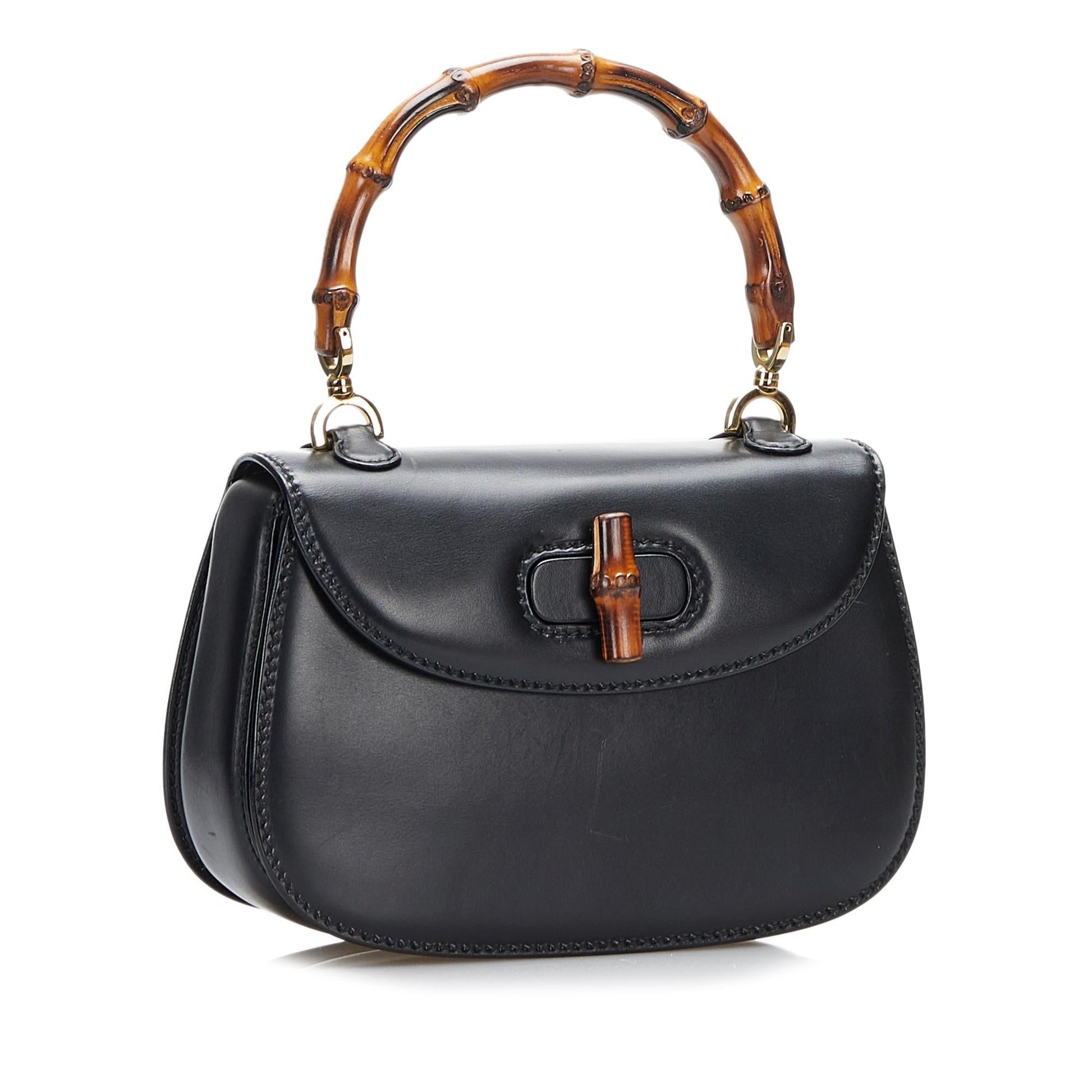 Gucci Bamboo Night SHG-nOnuhq Calf Black Satchel Bag