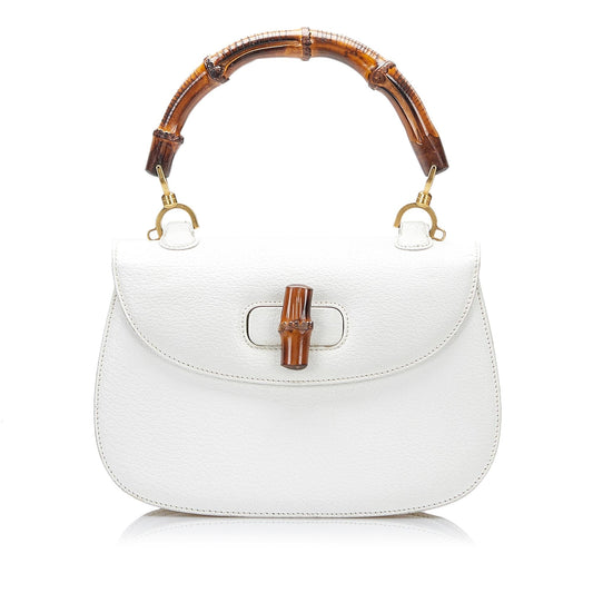 Gucci Bamboo Night SHG-h8WkBt Calf White Satchel Bag