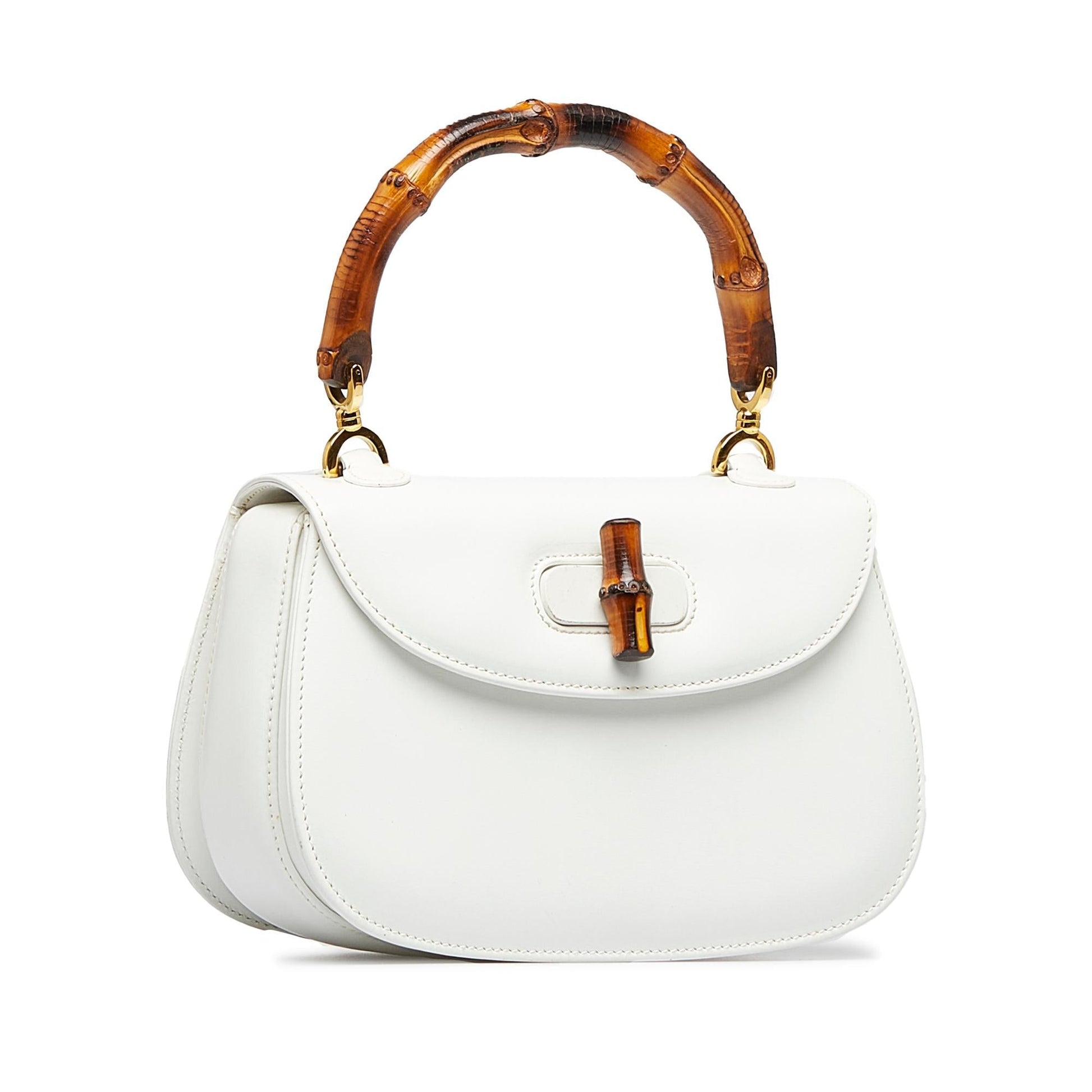 Gucci Bamboo Night SHG-NK0Xpj Calf White Satchel Bag