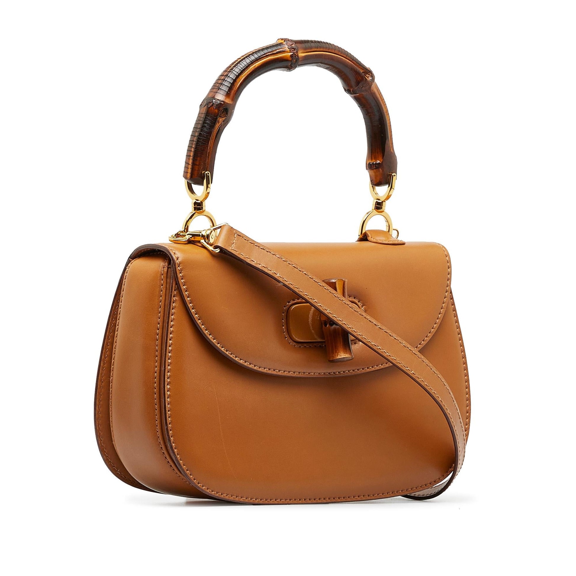 Gucci Bamboo Night SHG-ePPeS4 Calf Brown Satchel Bag