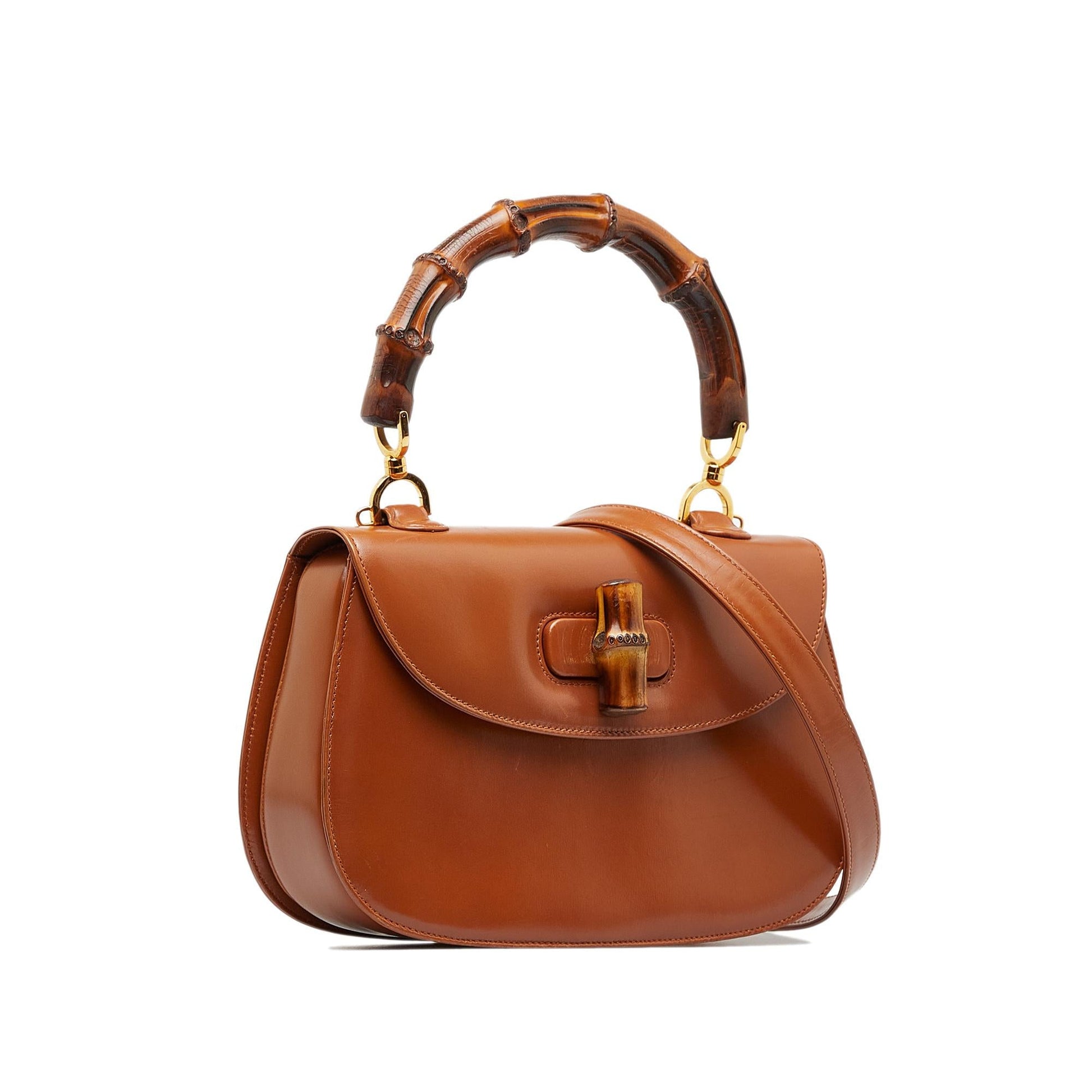 Gucci Bamboo Night SHG-MgnzPJ Calf Brown Satchel Bag