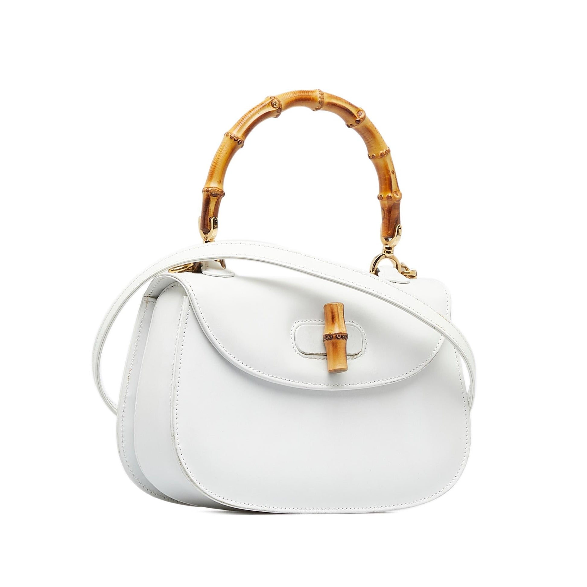 Gucci Bamboo Night SHG-xQqnJh Calf White Satchel Bag