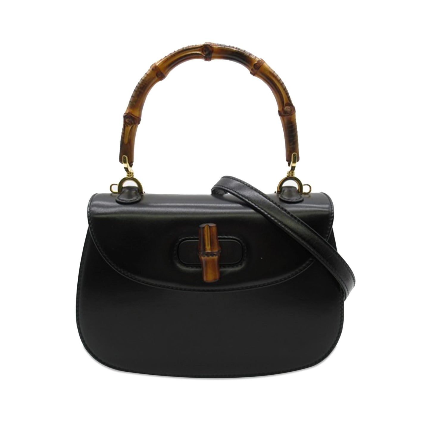 Gucci Bamboo Night SHG-6CuMBl Calf Black Satchel Bag