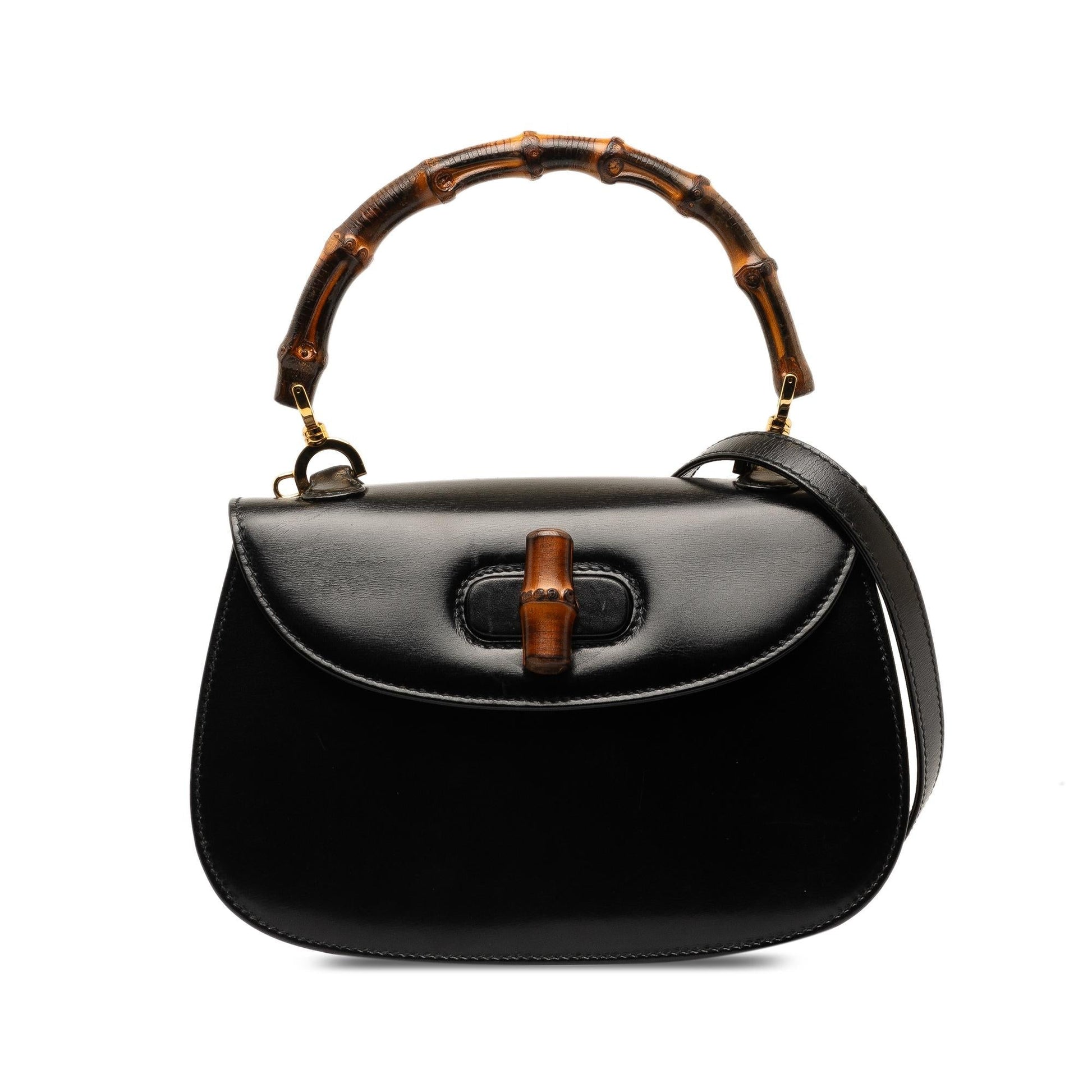 Gucci Bamboo Night SHG-neKgcI Calf Black Satchel Bag