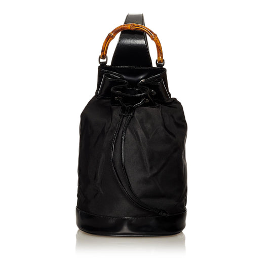Gucci Bamboo SHG Nylon Black Bucket Shoulder Bag Bag Shg