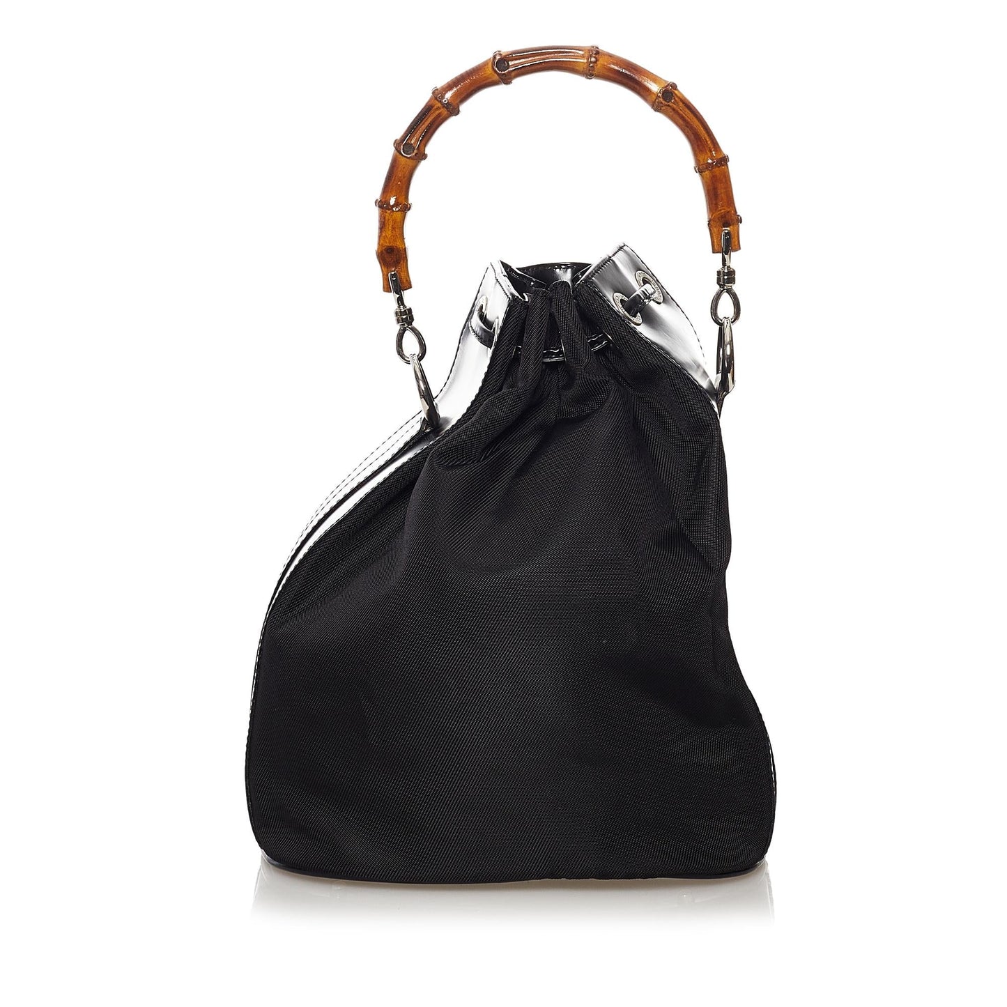 Gucci Bamboo SHG Nylon Black Bucket Shoulder Bag 3