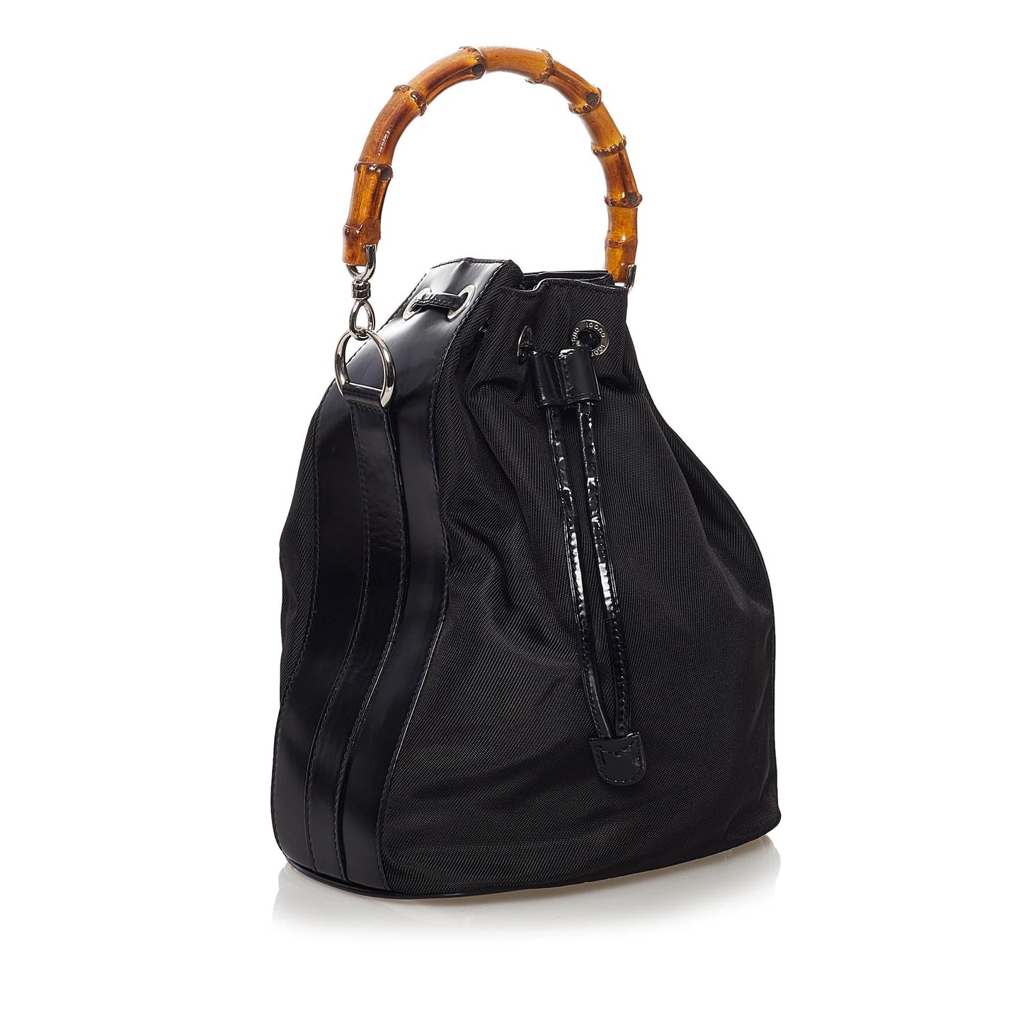 Gucci Bamboo SHG Nylon Black Bucket Shoulder Bag 3