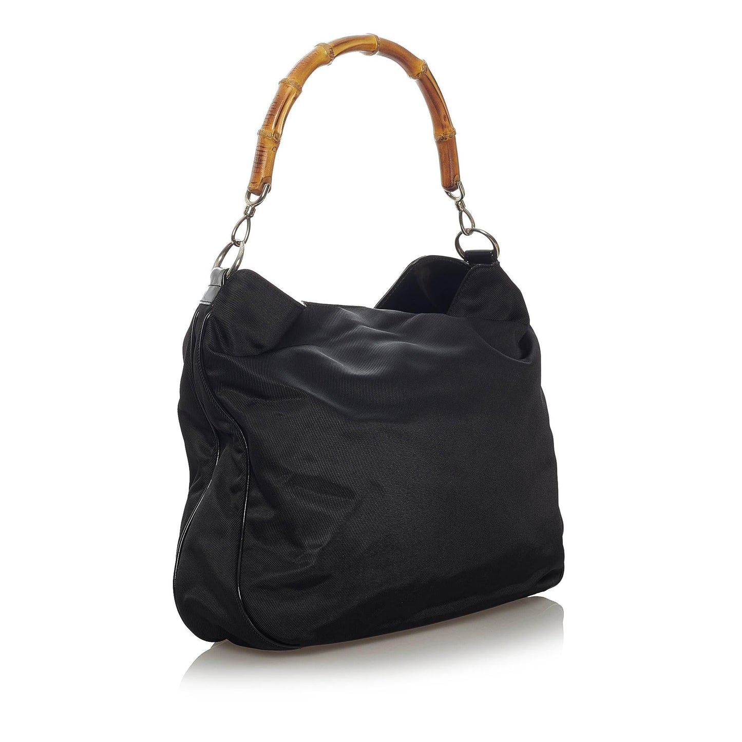 Gucci Bamboo SHG Nylon Blue Satchel Bag