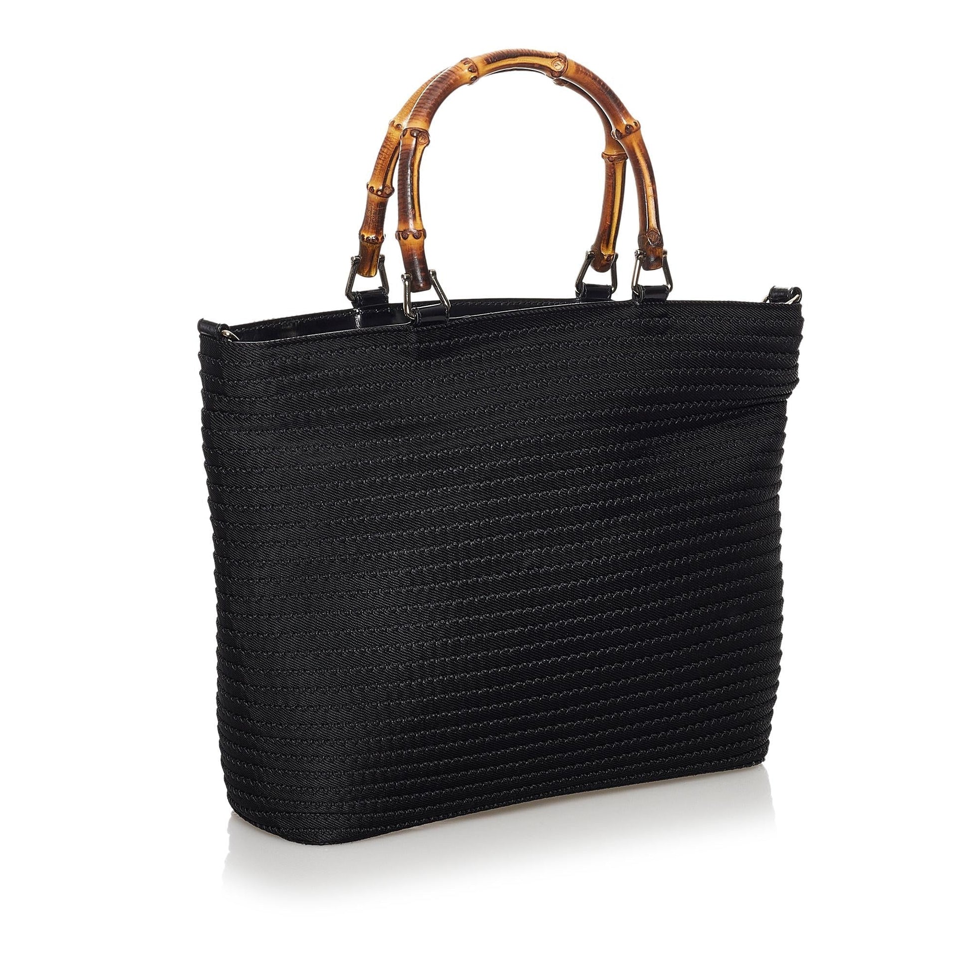 Gucci Bamboo SHG Nylon Black Satchel Bag 6