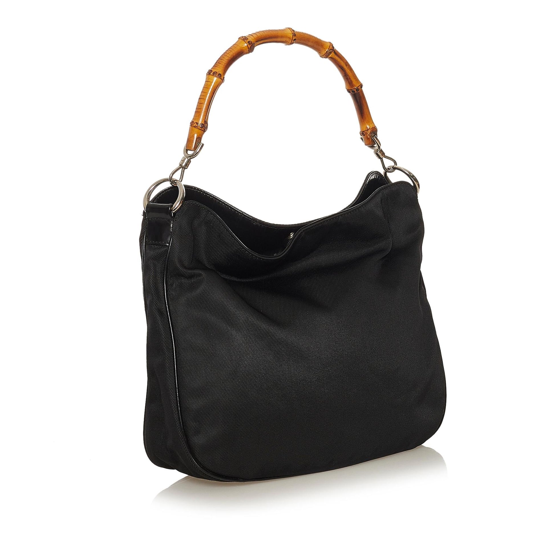 Gucci Bamboo SHG Nylon Black Satchel Bag