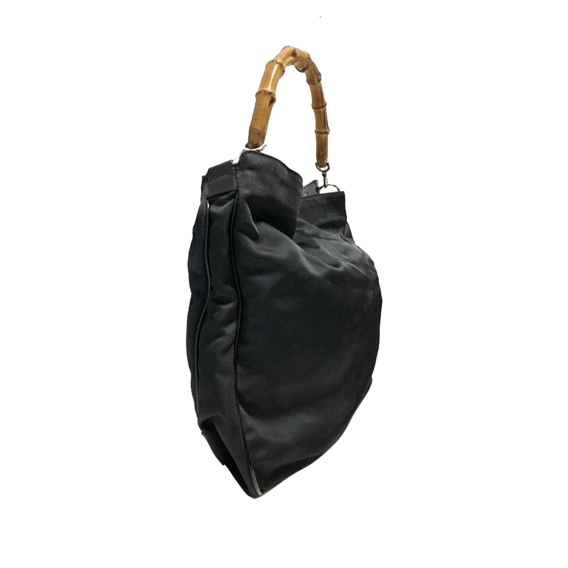 Gucci Bamboo SHG Nylon Black Satchel Bag Satchel Shg