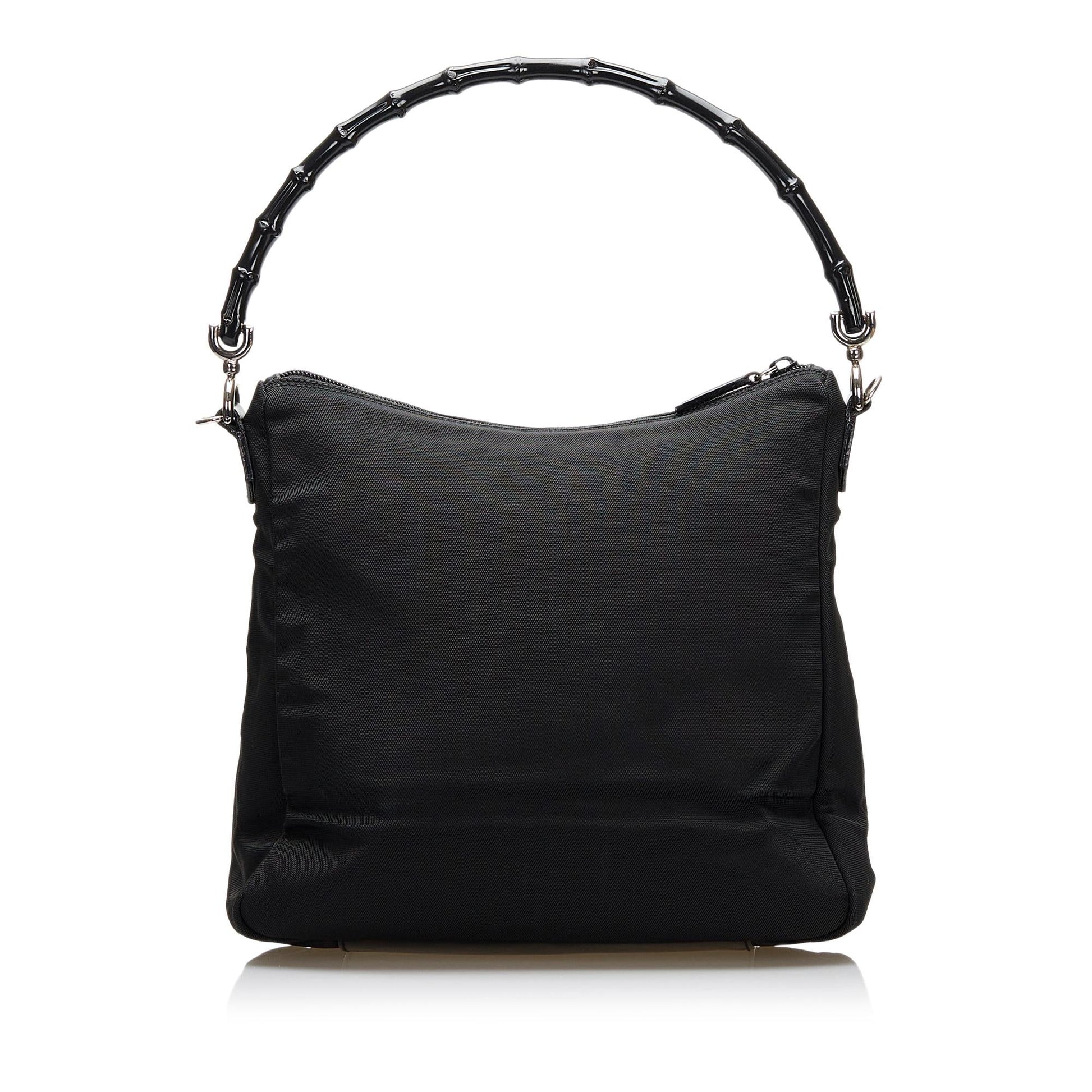 Gucci Bamboo SHG Nylon Black Satchel Bag 3