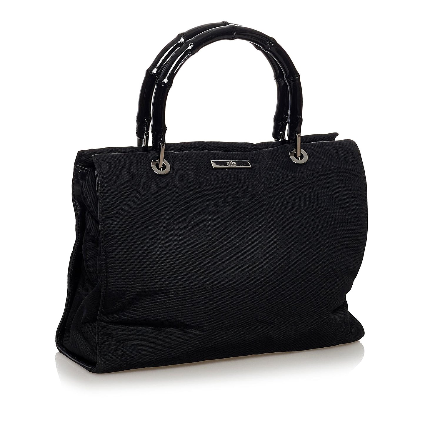 Gucci Bamboo SHG-TotpRg Nylon Black Satchel Bag