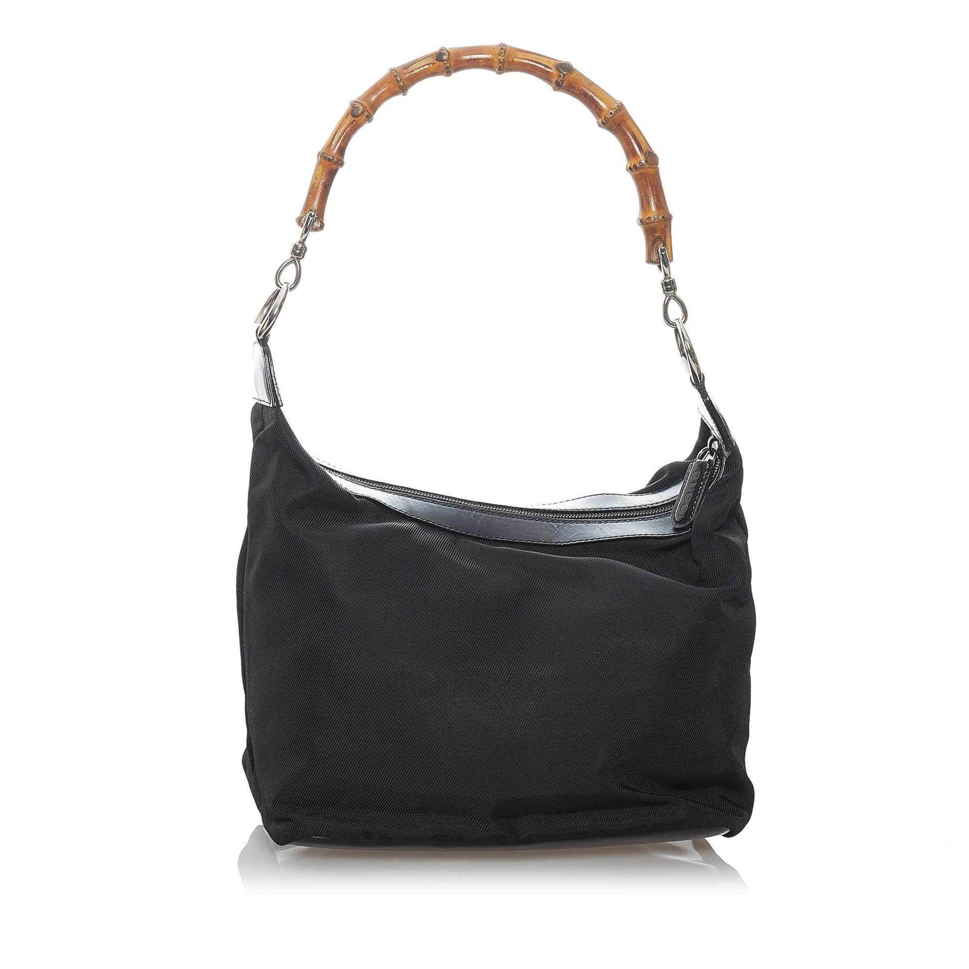 Gucci Bamboo SHG-vldL1X Nylon Black Brown Shoulder Bag