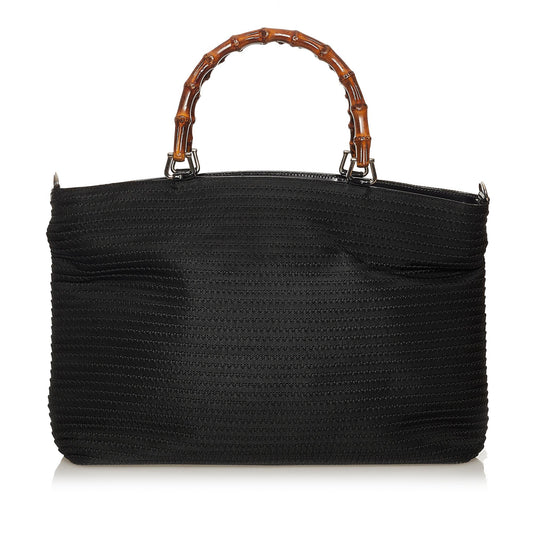 Gucci Bamboo SHG Nylon Black Tote Bag Bag Shg