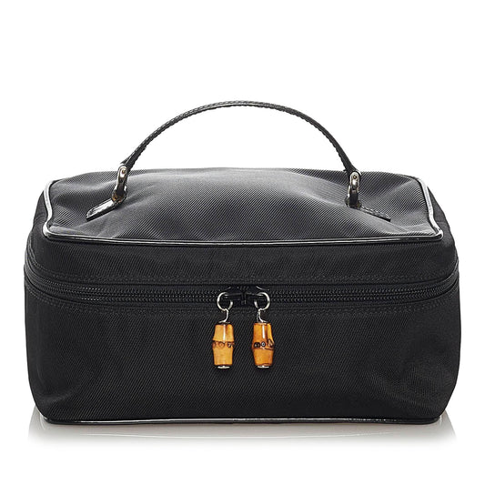 Gucci Bamboo Vanity SHG Nylon Black Handbag