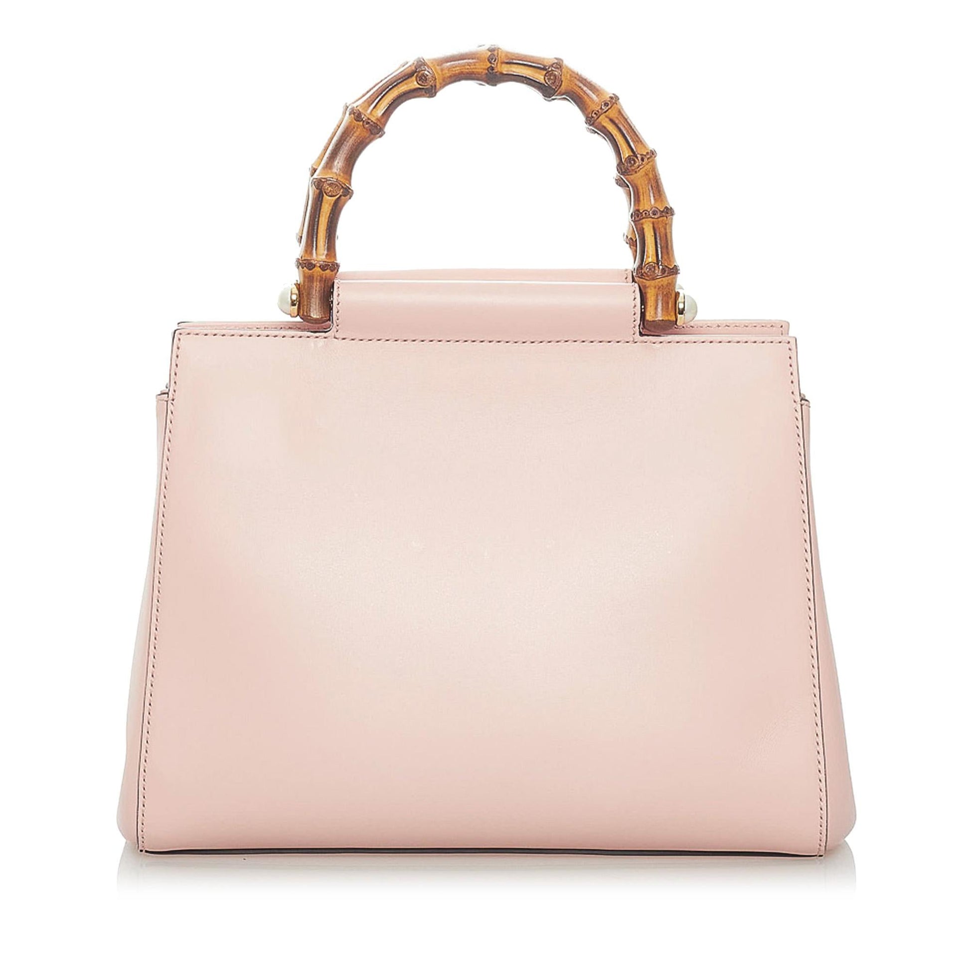 Gucci Bamboo Nymphaea SHG Leather Calf Pink Satchel Bag