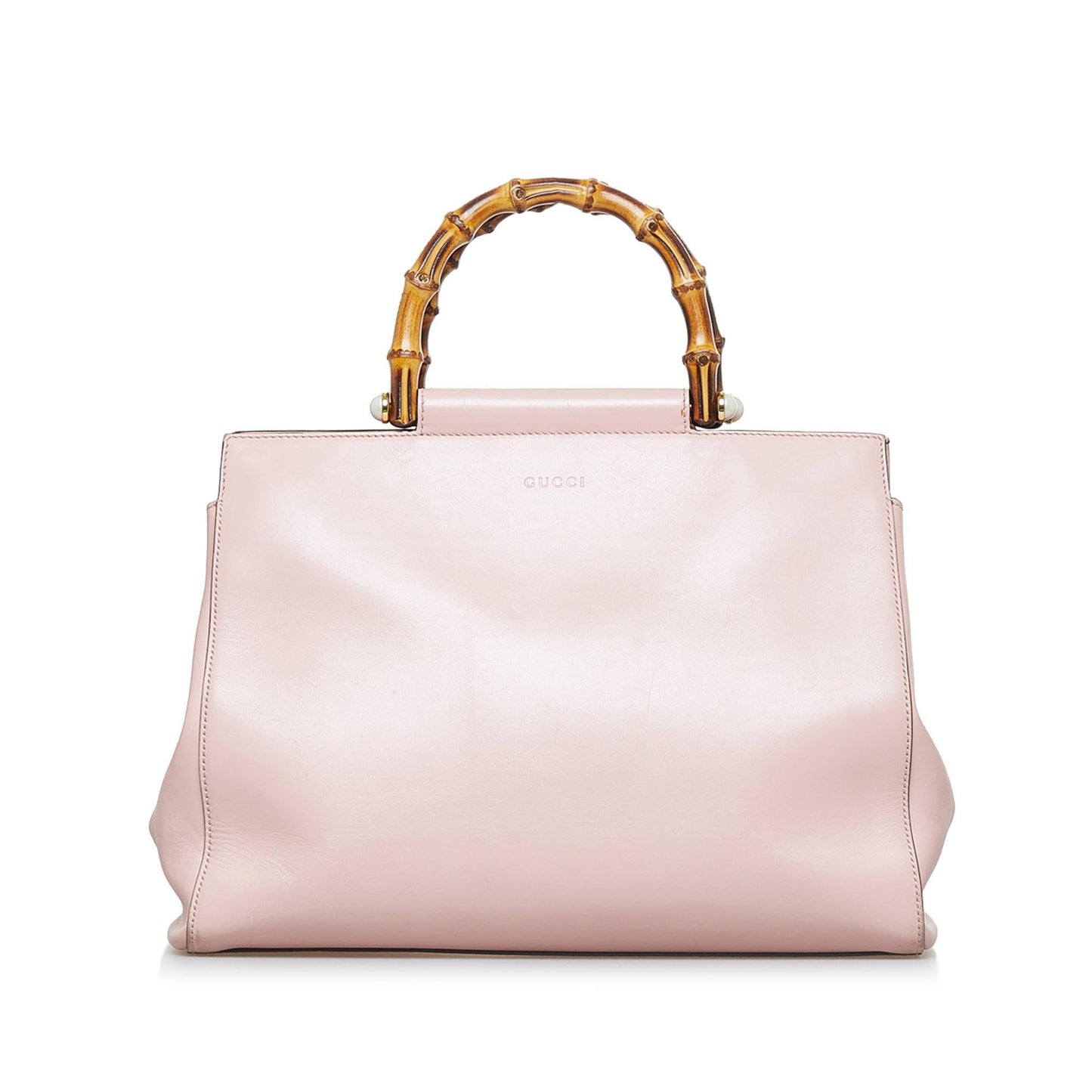 Gucci Bamboo Nymphaea SHG-XgYGO6 Calf Pink Satchel Bag