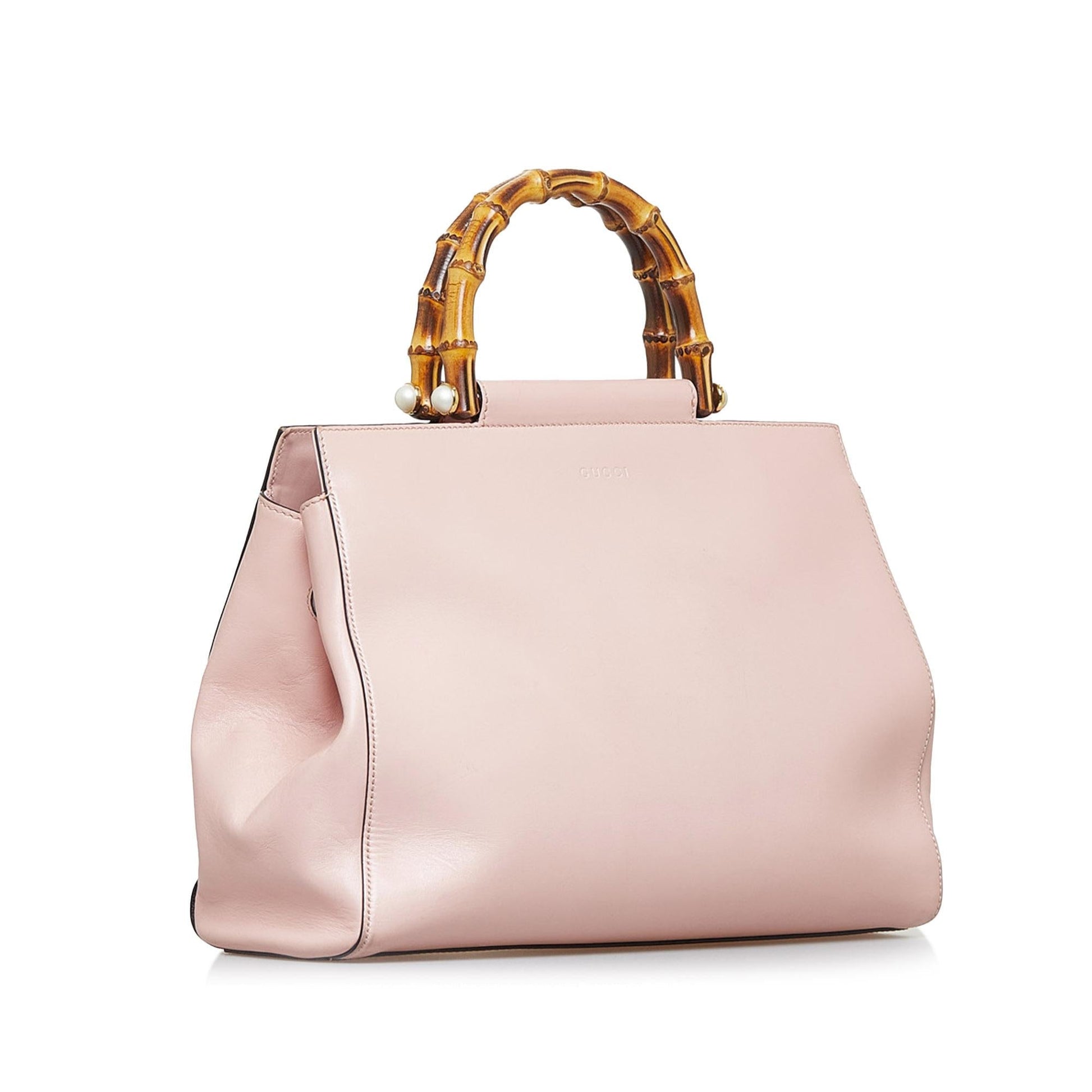 Gucci Bamboo Nymphaea SHG-XgYGO6 Calf Pink Satchel Bag