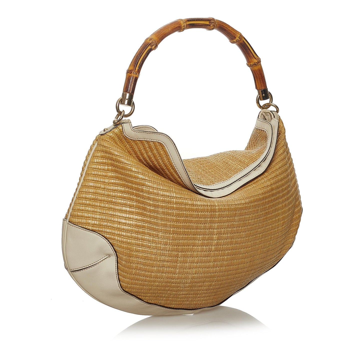 Gucci Bamboo Peggy SHG Raffia Calf Brown Shoulder Bag