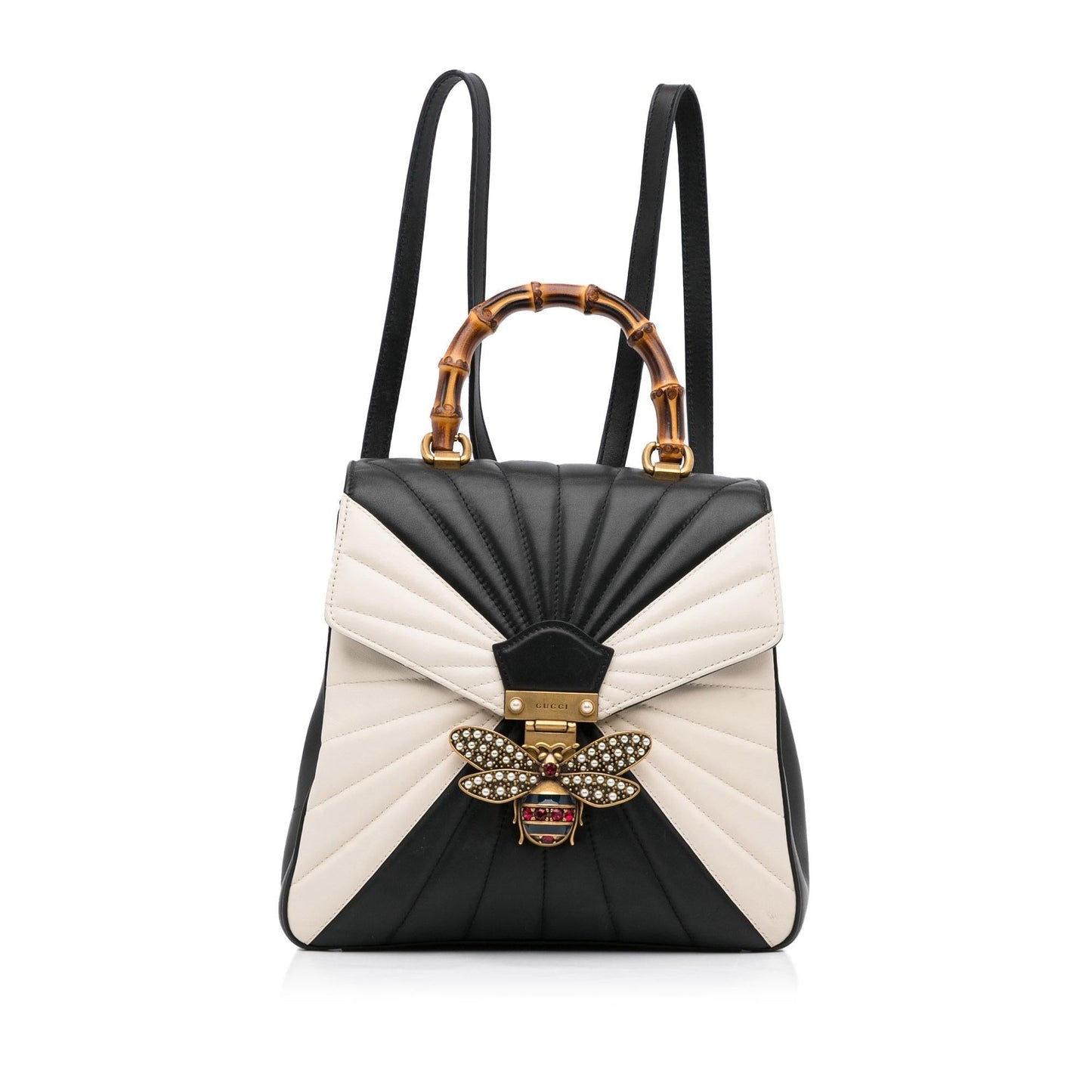 Gucci Bamboo Queen Margaret Backpack SHG-05phTC Calf Black White