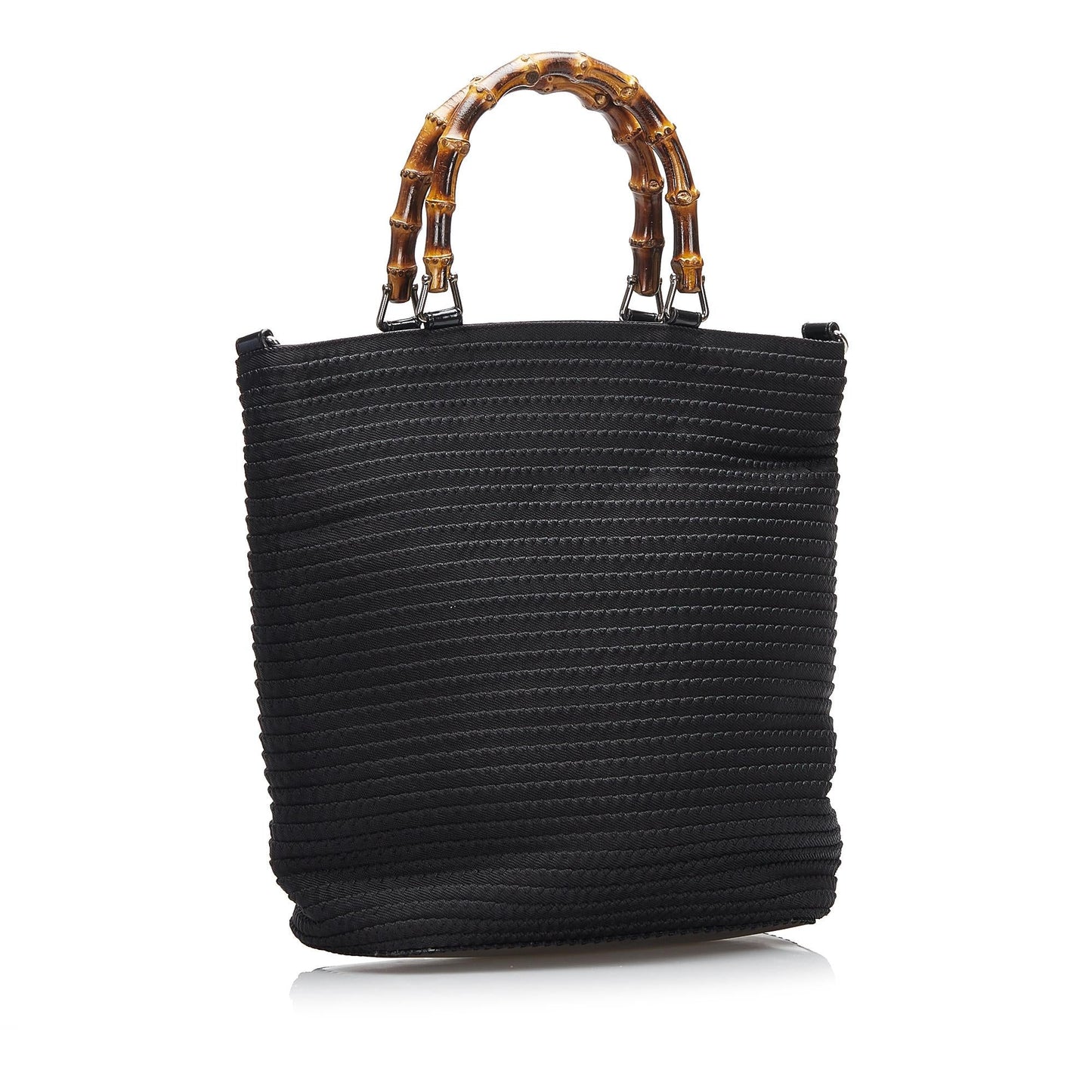Gucci Bamboo SHG-UUfGTr Canvas Black Satchel Bag