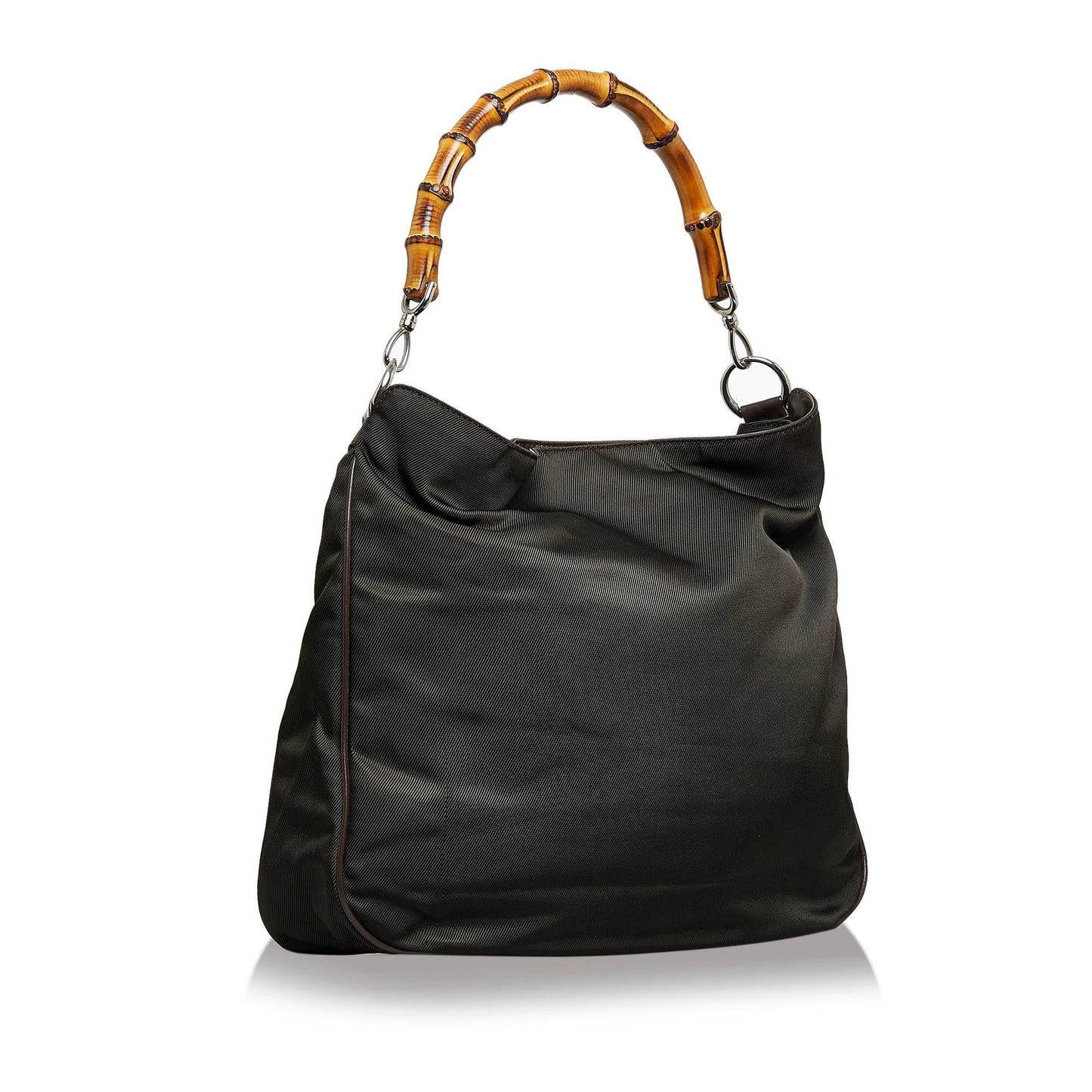 Gucci Bamboo SHG-XjSwa4 Nylon Calf Black Satchel Bag