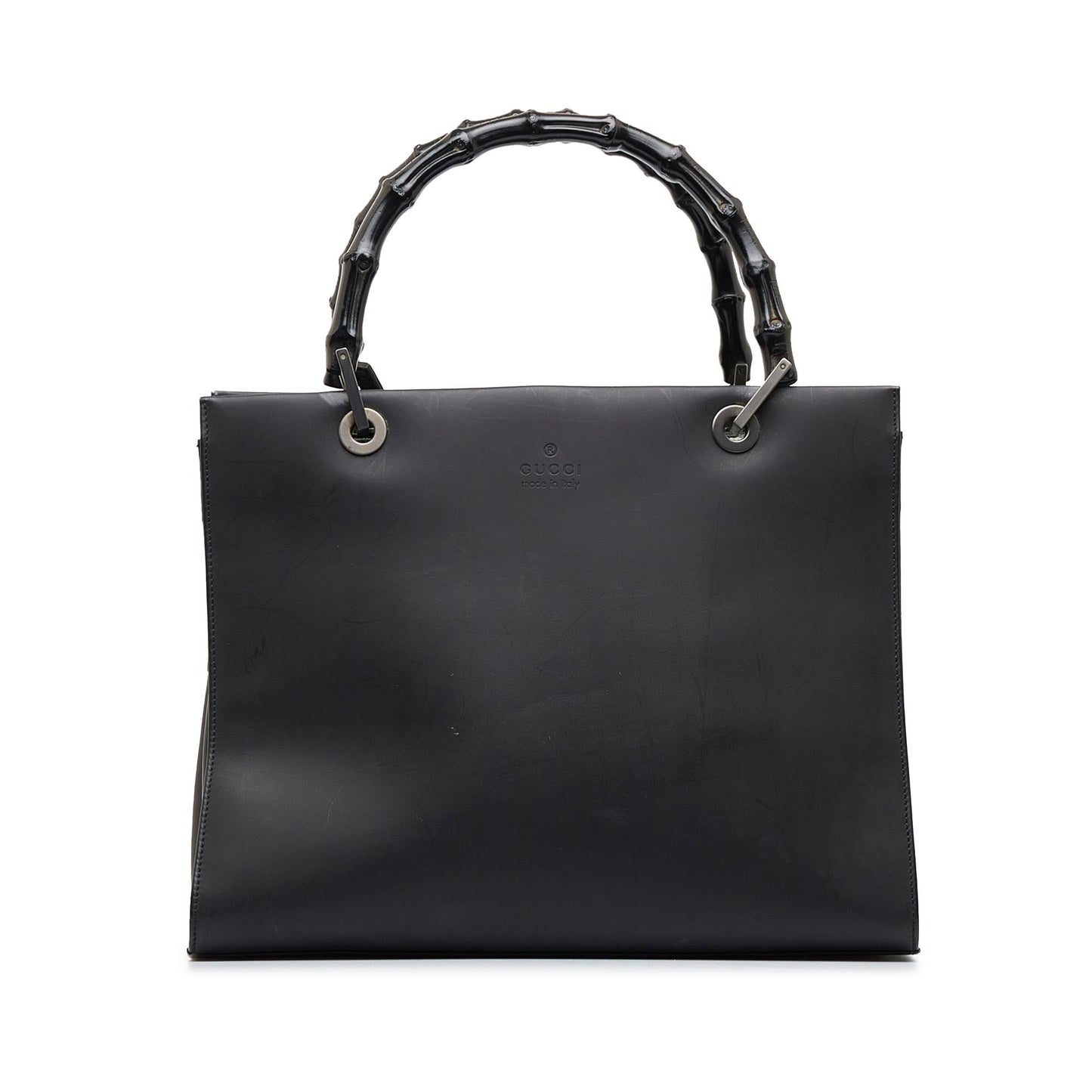 Gucci Bamboo SHG-x4w4vz Calf Black Satchel Bag