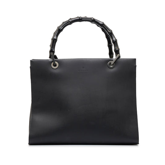 Gucci Bamboo SHG-x4w4vz Calf Black Satchel Bag