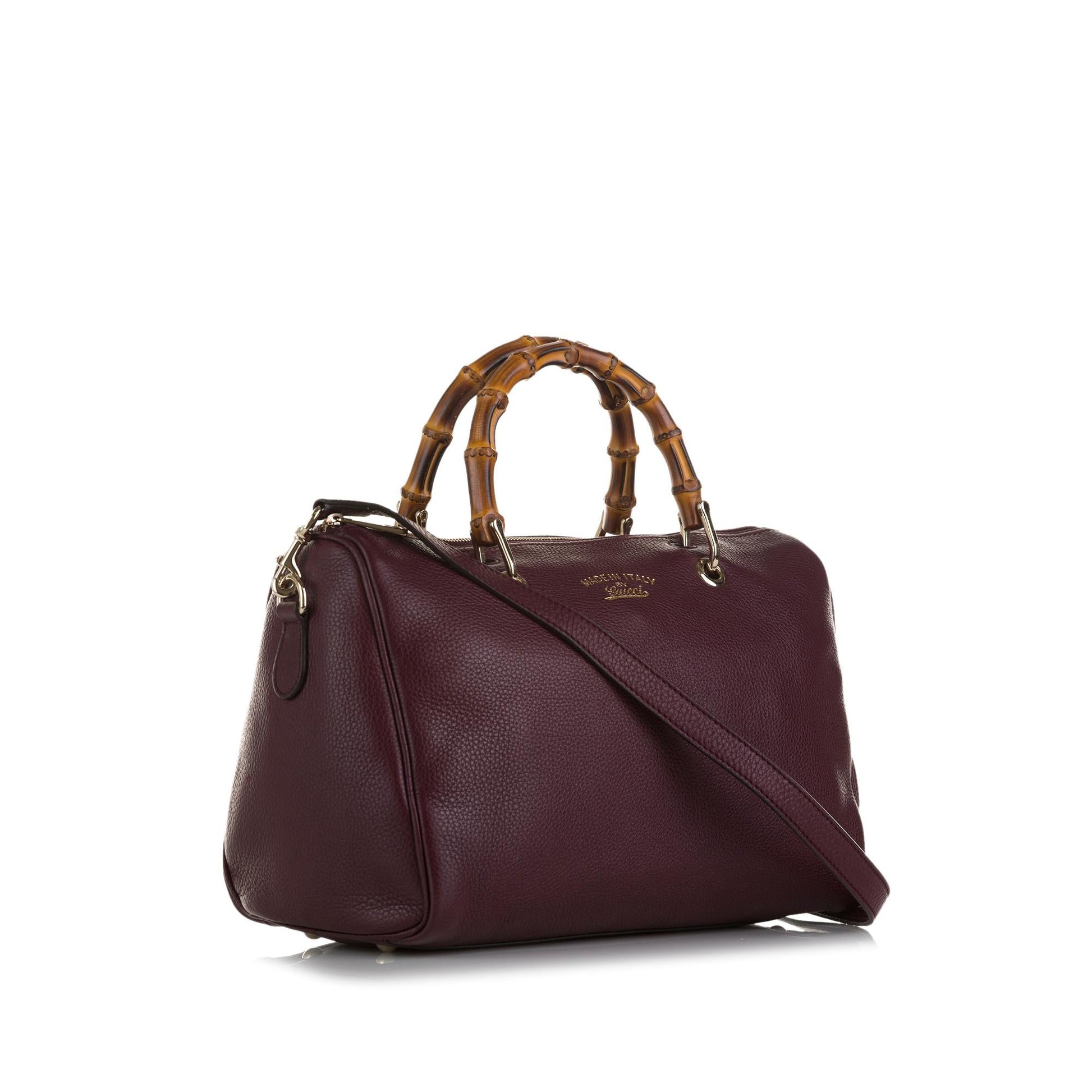 Gucci Bamboo Shopper Boston SHG-jfcibi Calf Red Satchel Bag