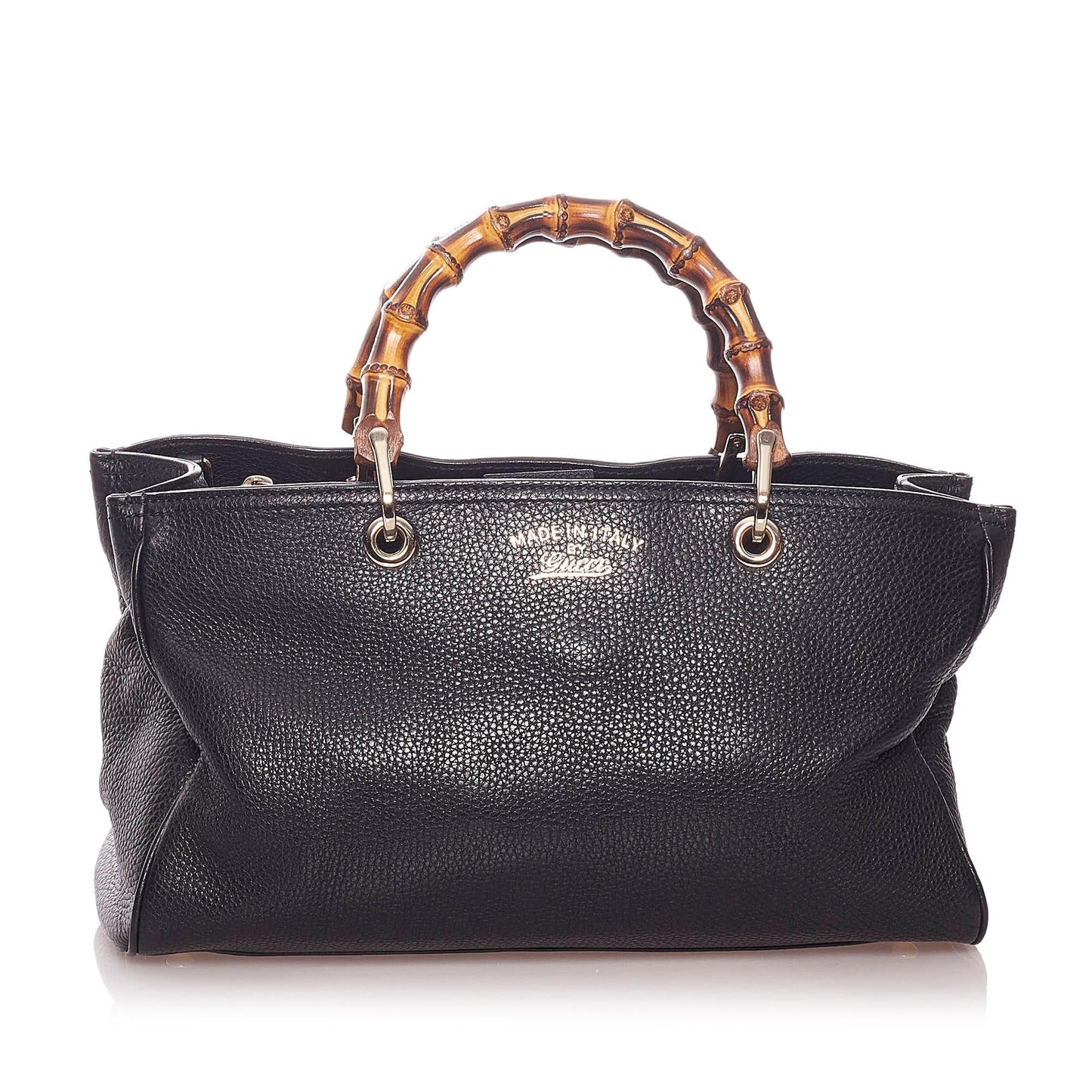 Gucci Bamboo Shopper SHG Leather Calf Black Satchel Bag 5
