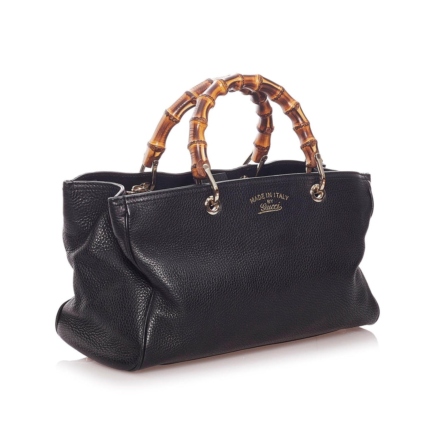 Gucci Bamboo Shopper SHG Leather Calf Black Satchel Bag 5