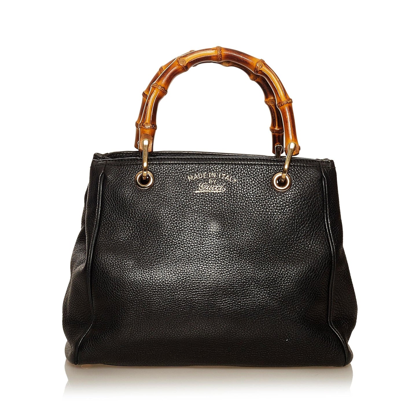 Gucci Bamboo Shopper SHG Leather Calf Brown Blue Satchel Bag