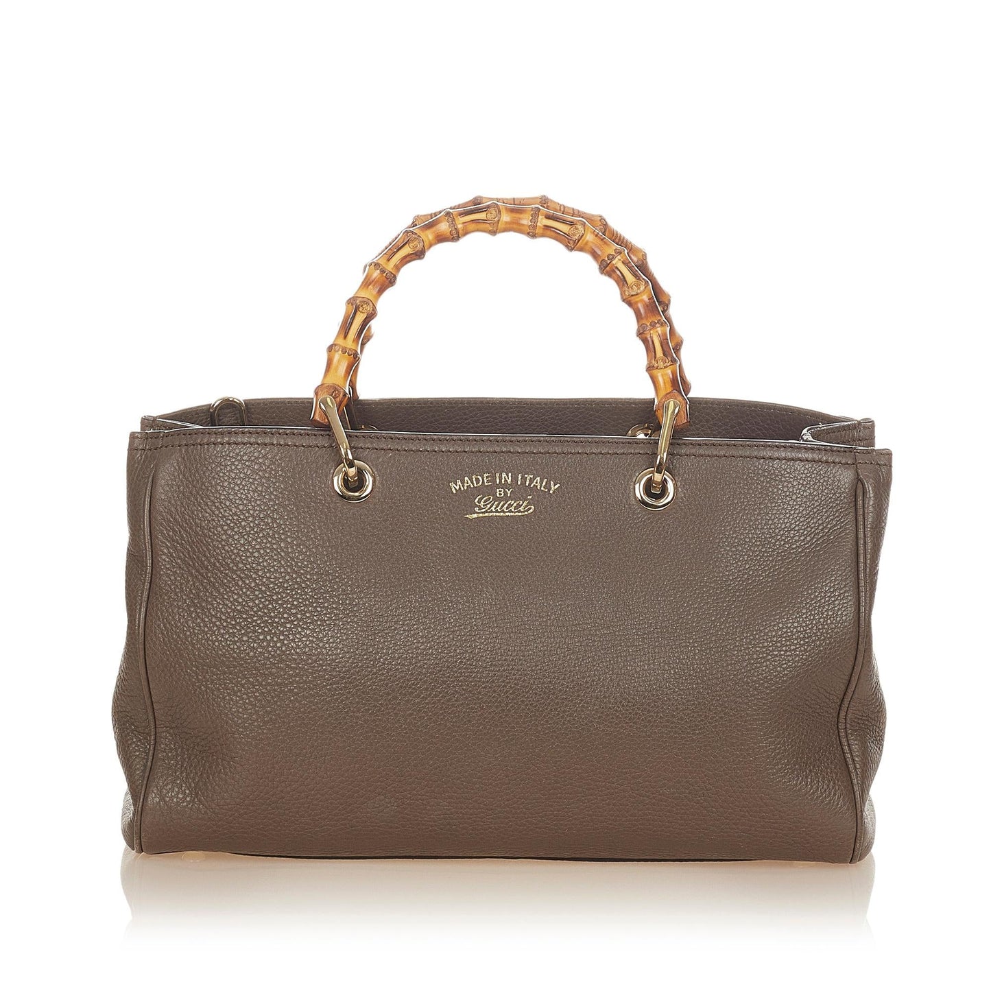 Gucci Bamboo Shopper SHG Leather Calf Brown Satchel Bag 5