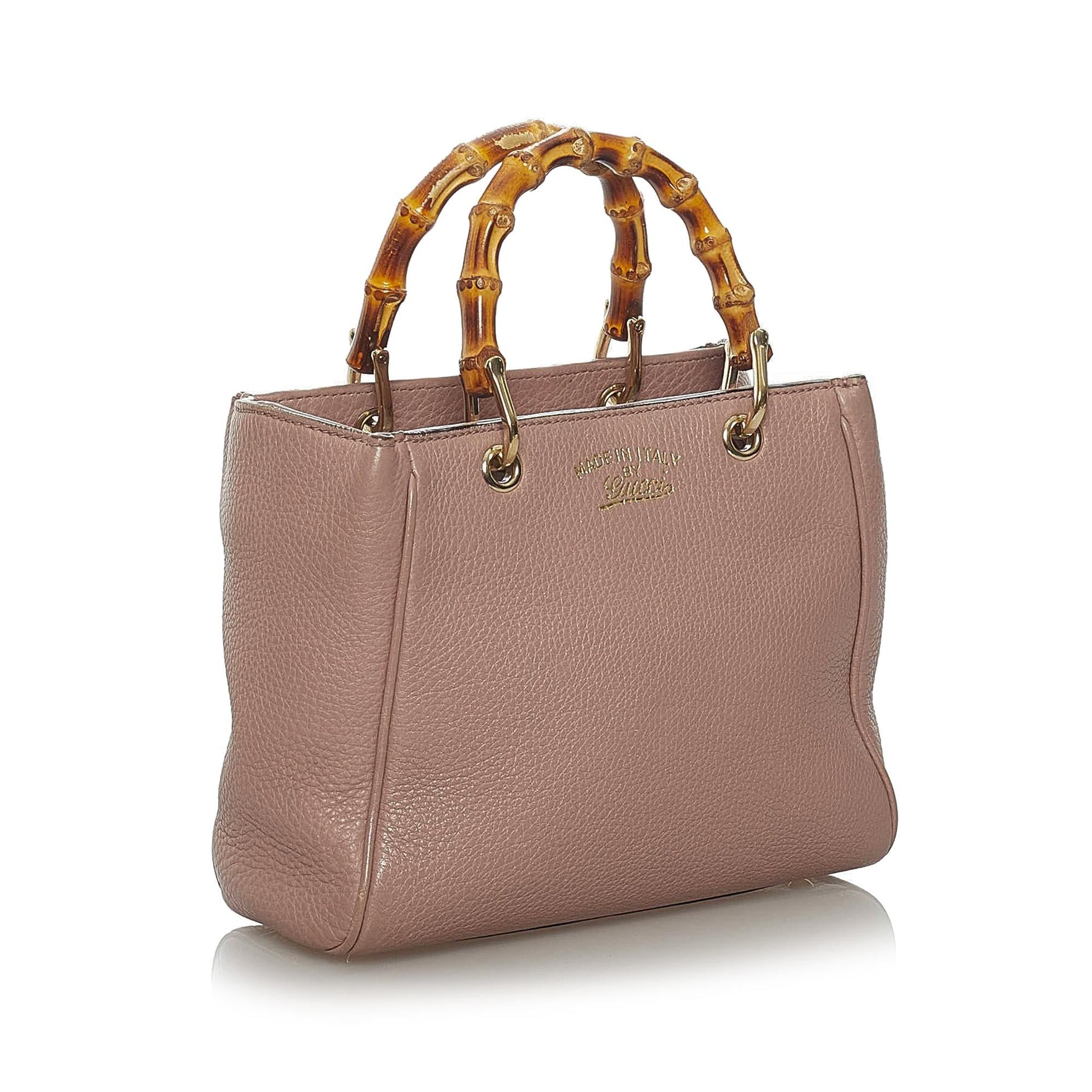 Gucci Bamboo Shopper SHG Leather Calf Brown Satchel Bag 6