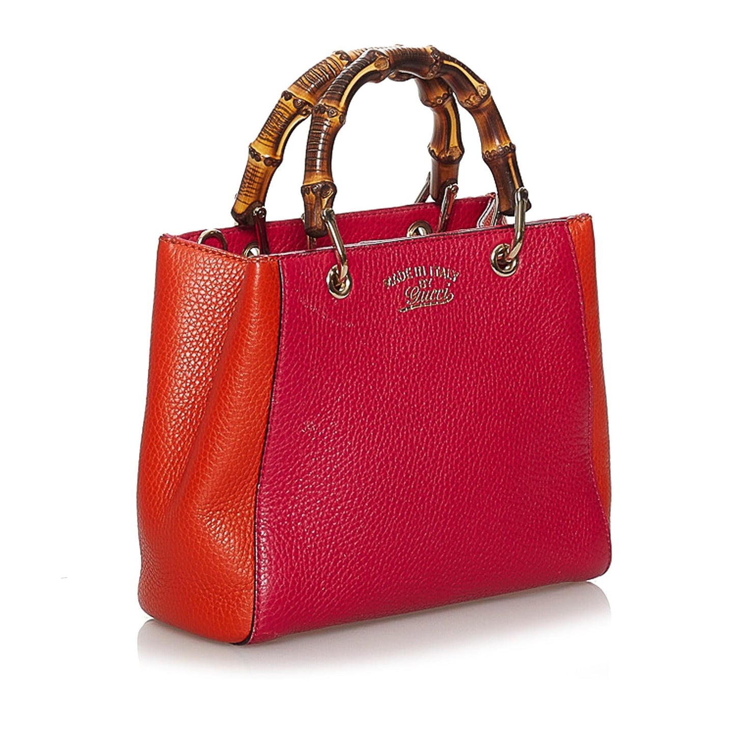 Gucci Bamboo Shopper SHG Leather Calf Pink Orange Satchel Bag