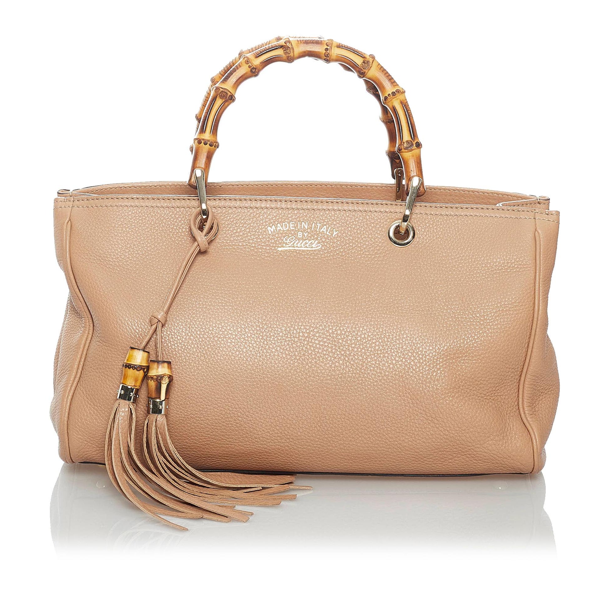 Gucci Bamboo Shopper SHG Leather Calf Brown Satchel Bag 8