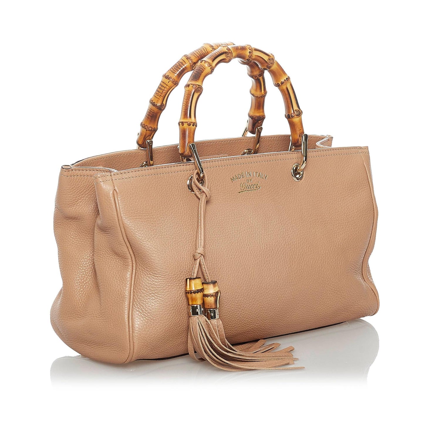 Gucci Bamboo Shopper SHG Leather Calf Brown Satchel Bag 8